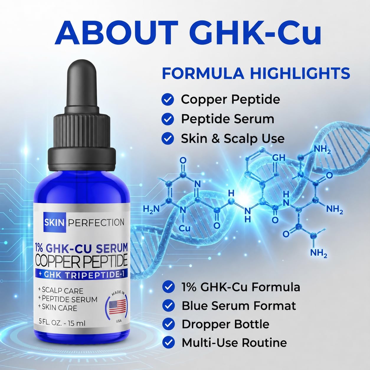 Skin Perfection 1% GHK - Cu Copper Peptide Serum for Face & Hai - Skin Perfection Official Product View 7