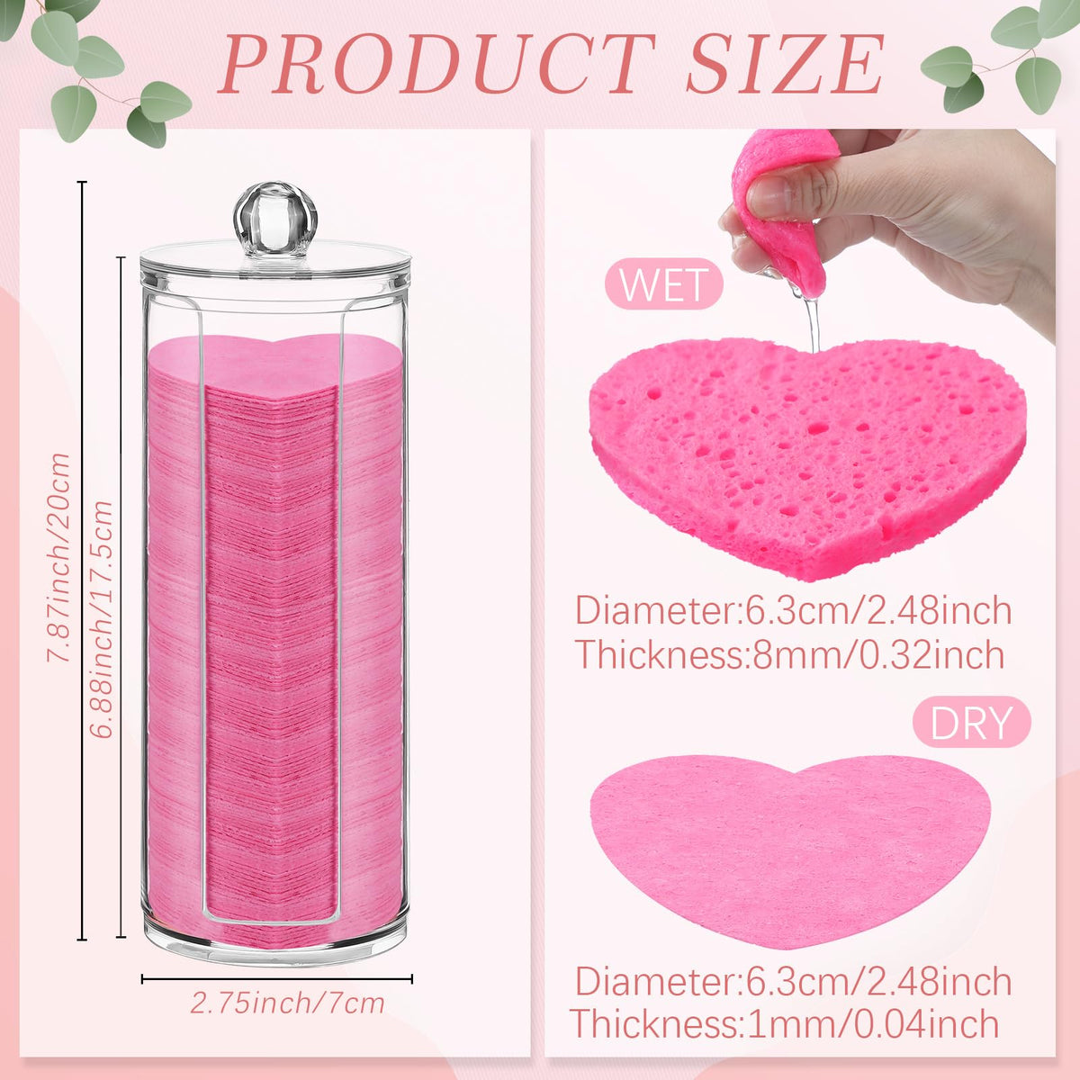 Sieral 120 Pcs Compressed Facial Sponges Heart Rose Red - Sieral Official Imagery - 3
