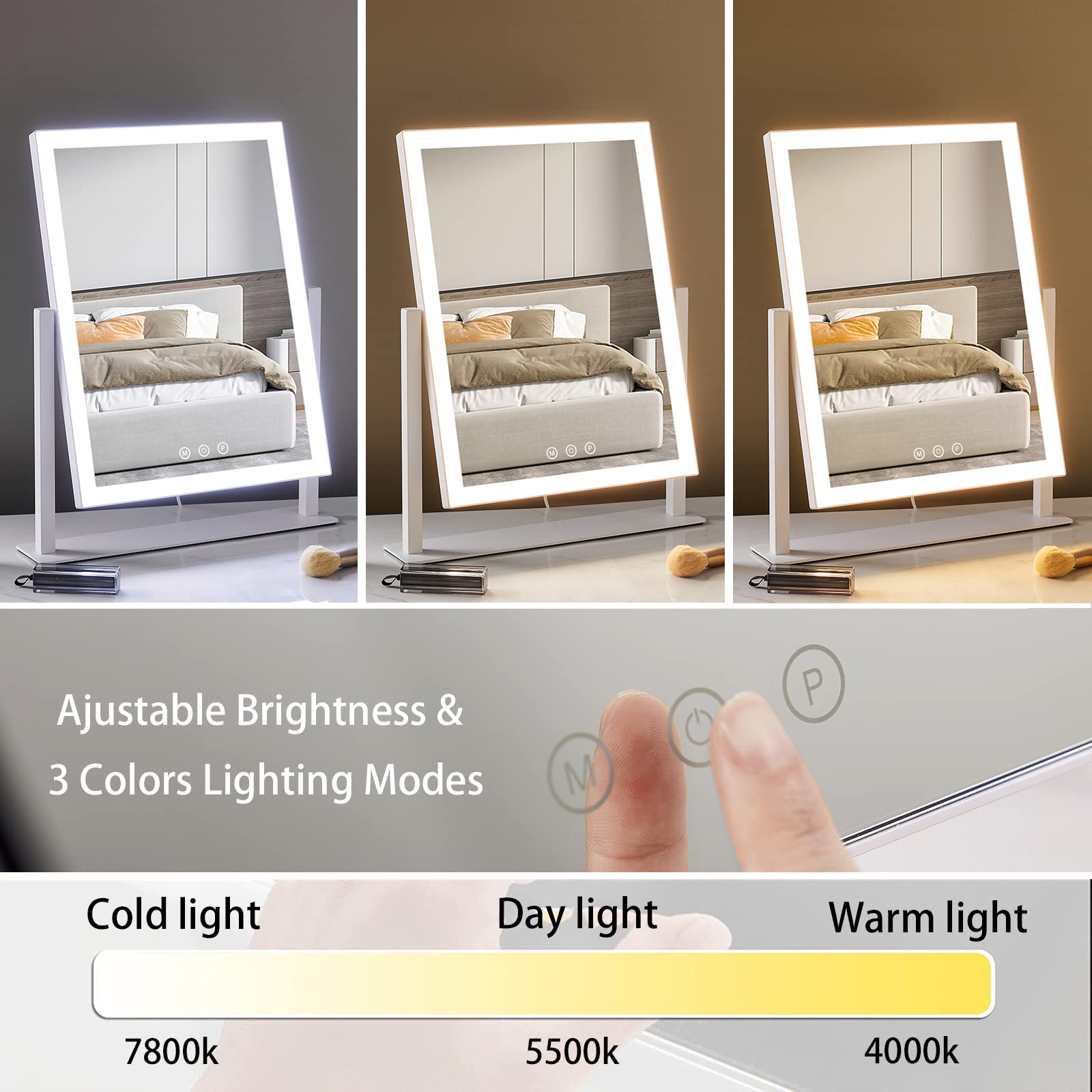 HIEEY Lighted Makeup Mirror, 17.3" x 13" Hollywood Vanity Mirror - HIEEY Official Product View 3