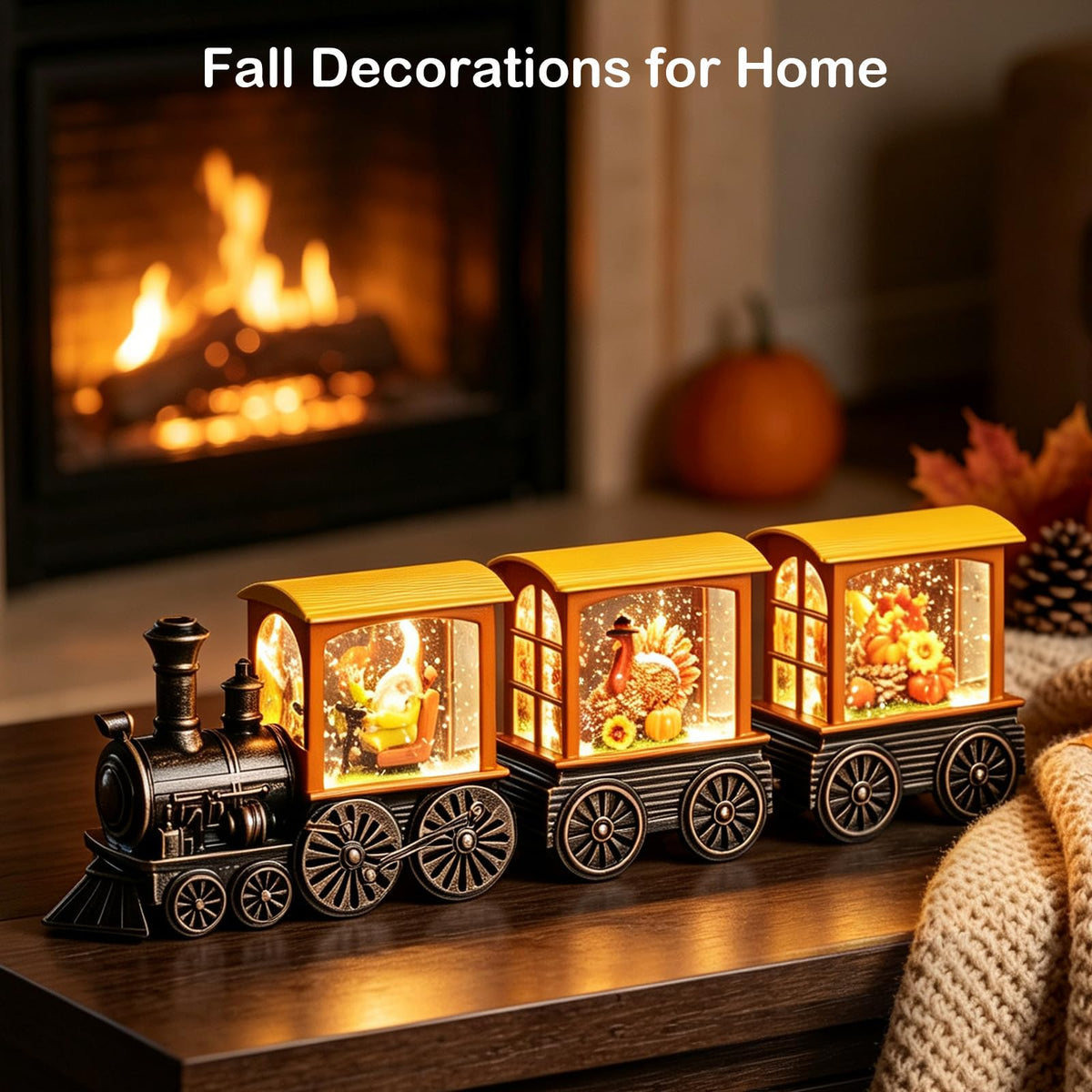 Fall Snow Globe Lantern Fall Decorations for Home Lighted - Gorrzai Official Imagery - 3
