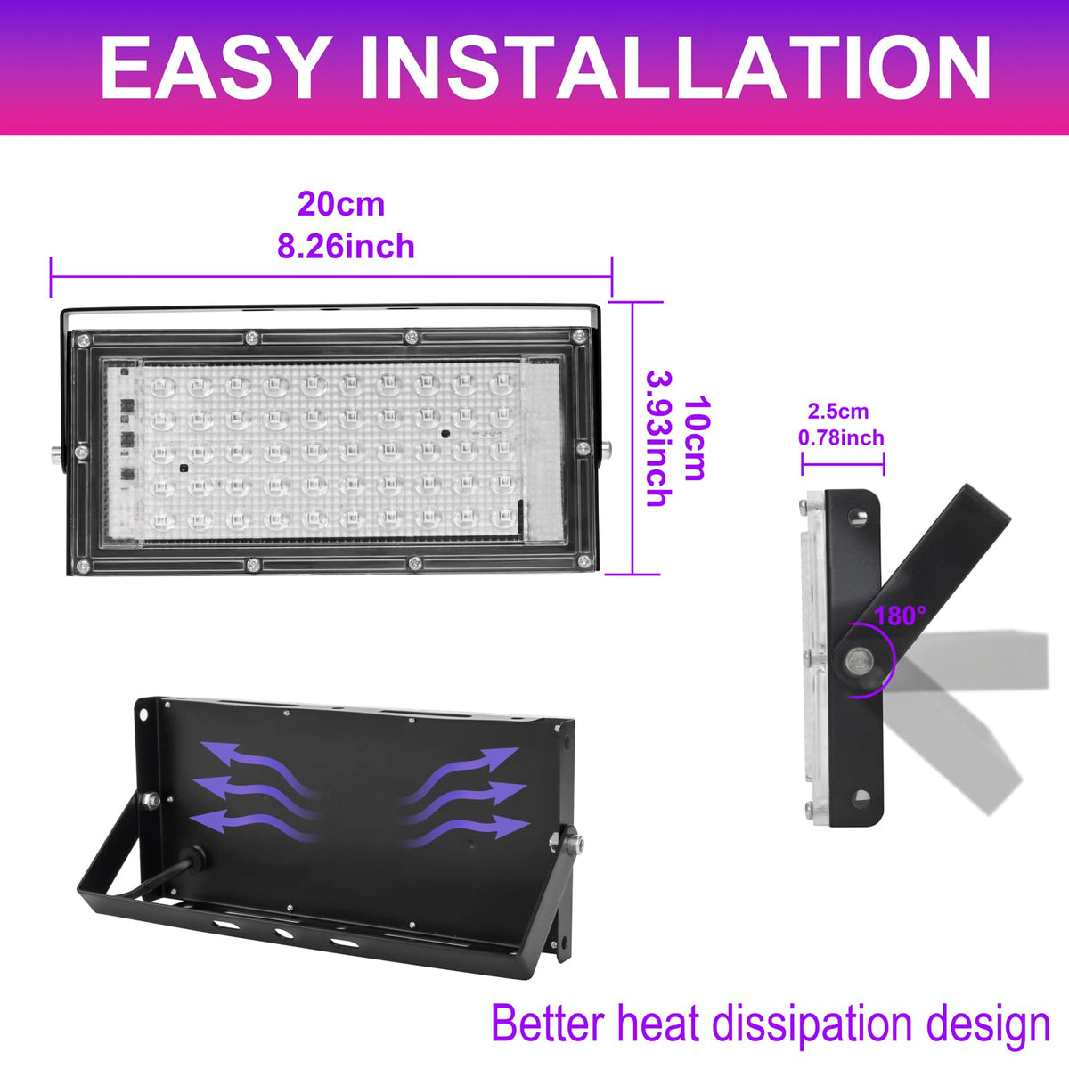50W LED Black Lights for Glow Party IP65 Waterproof UV - Waygor Official Imagery - 6