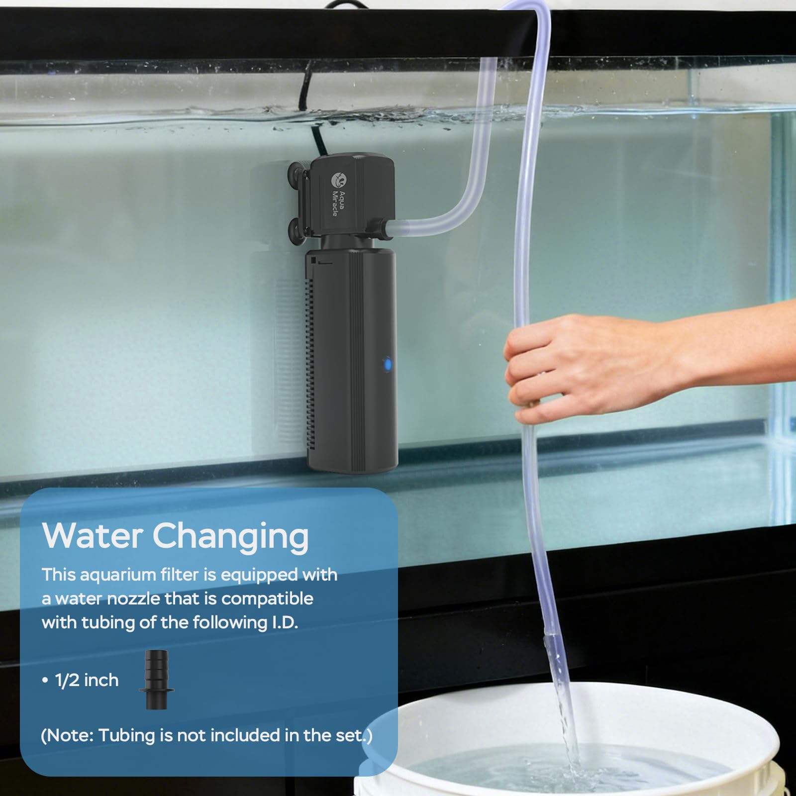 AquaMiracle Fish Tank Filter with Timer & Filter Sponge, 130GPH U - AquaMiracle Official Product View 8