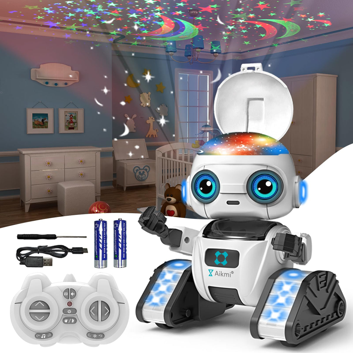 Aikmi Robot Toys for Kids 4 12 RC Robot w Projector Night - Aikmi Official Imagery - 2