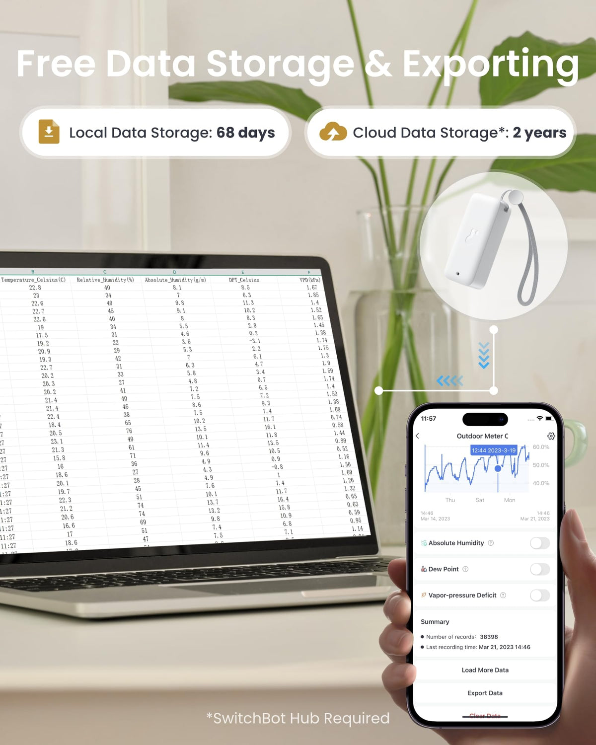 Bluetooth Hygrometer Thermometer IP65 Indoor Outdoor - SwitchBot Official Imagery - 5