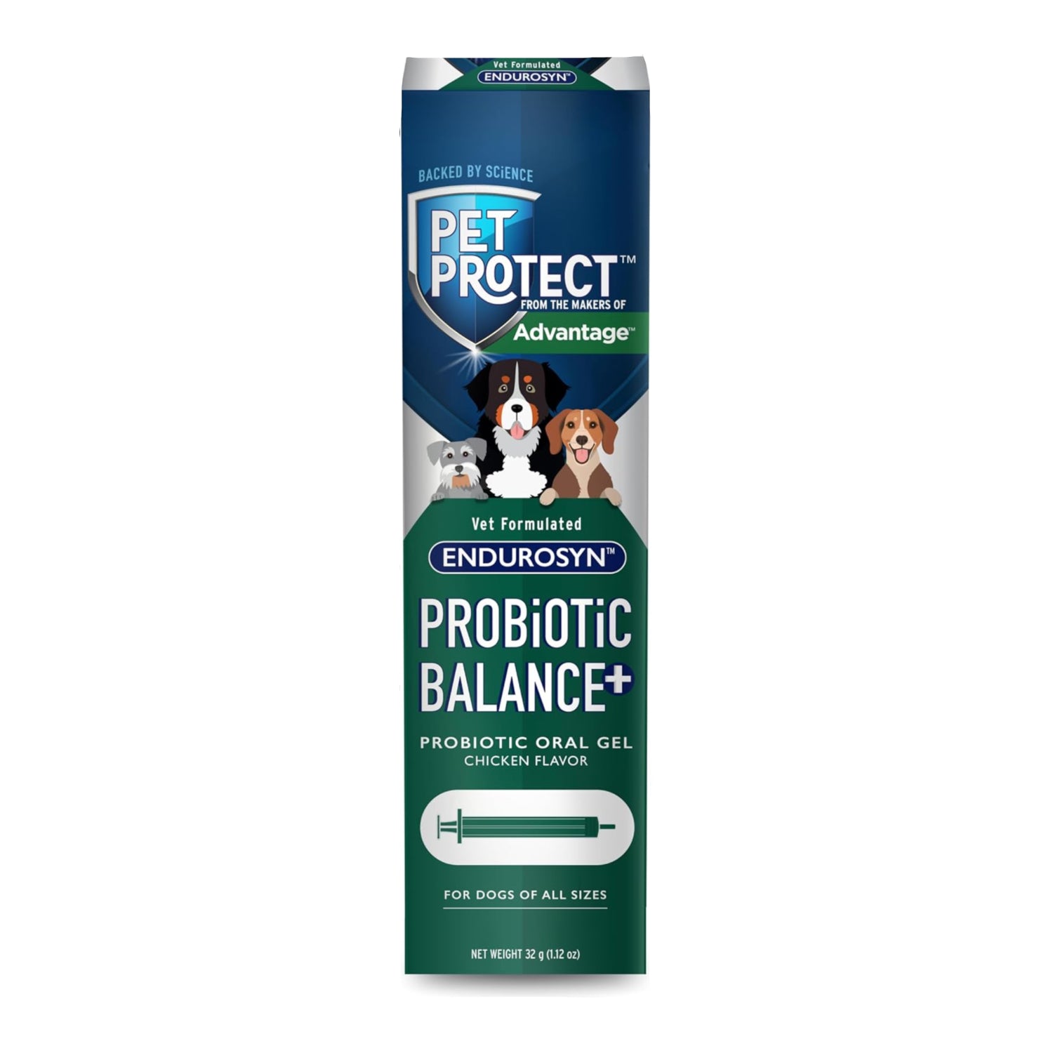 Pet Protect Pet Protect Dog Probiotic Balance+ oral gel with vet-formulated Endurosyn and prebiotics for digestive health.