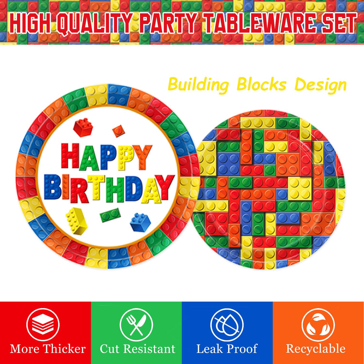 173 PCS Building Block Birthday Party Decorations - QIYANPAX Official Imagery - 4
