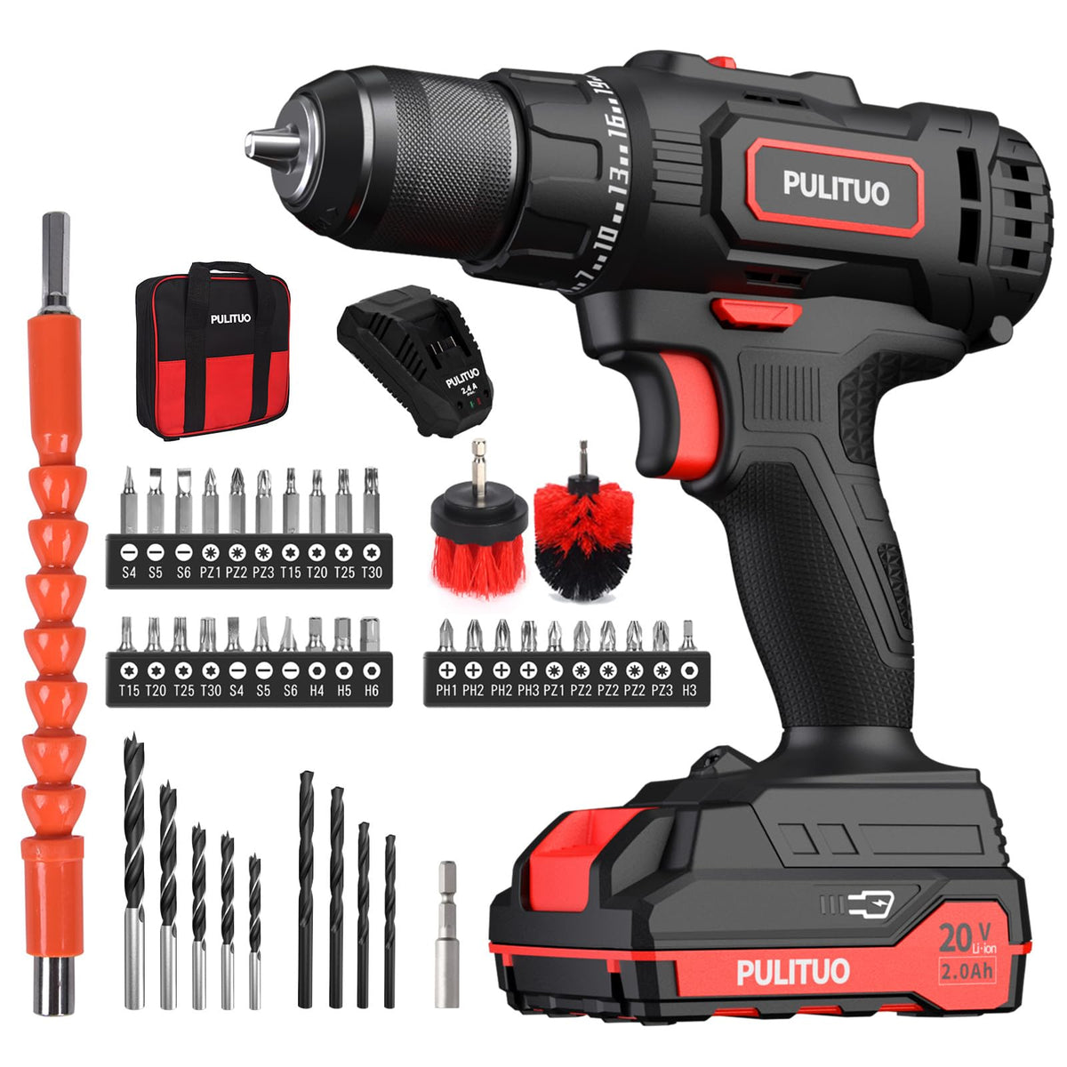 PULITUO Cordless Drill Set 20V 2 0Ah Electric Power Drill - PULITUO Official Imagery - 2