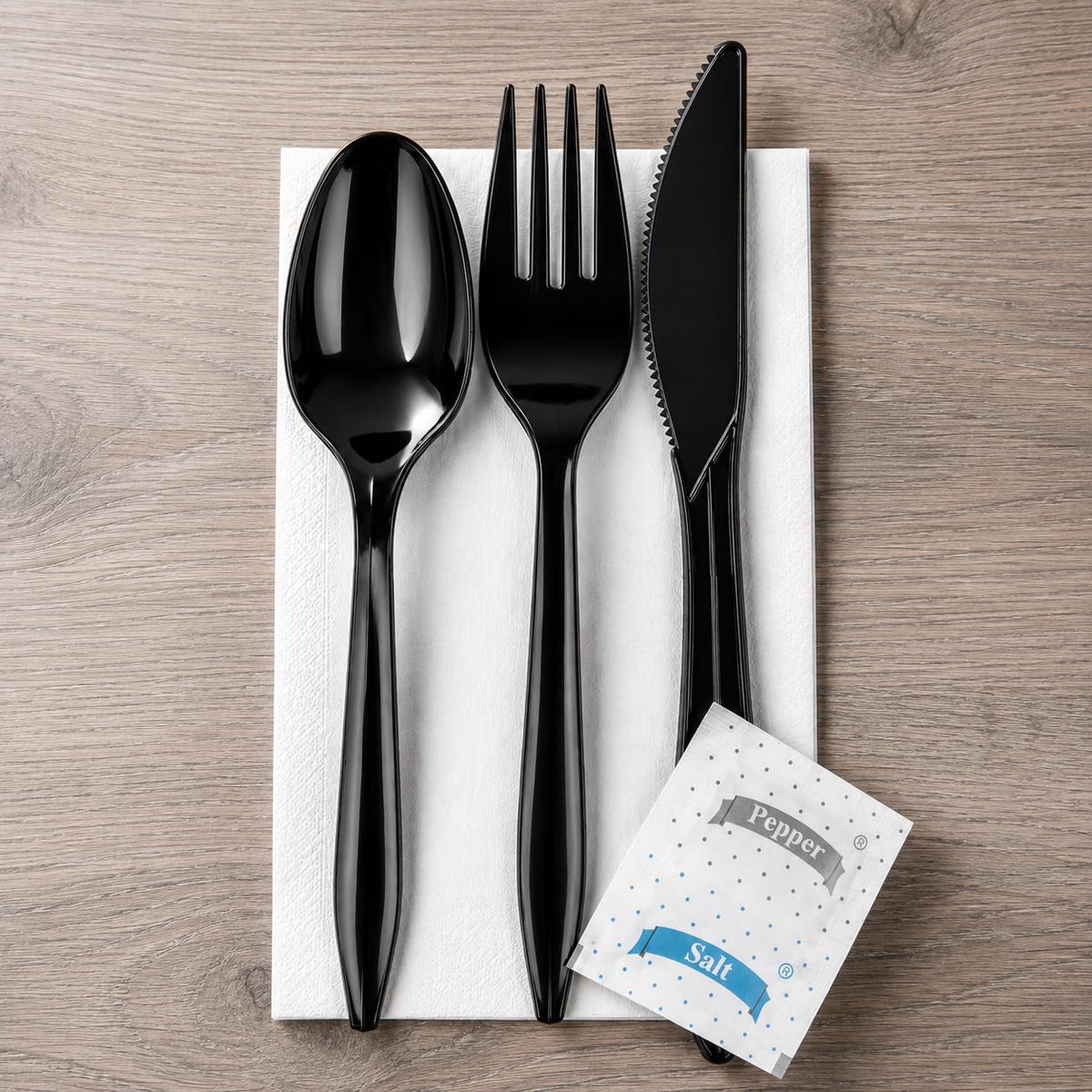 KitchenDine 100 Pack Medium Weight Wrapped Black Plastic - KitchenDine Official Imagery - 3