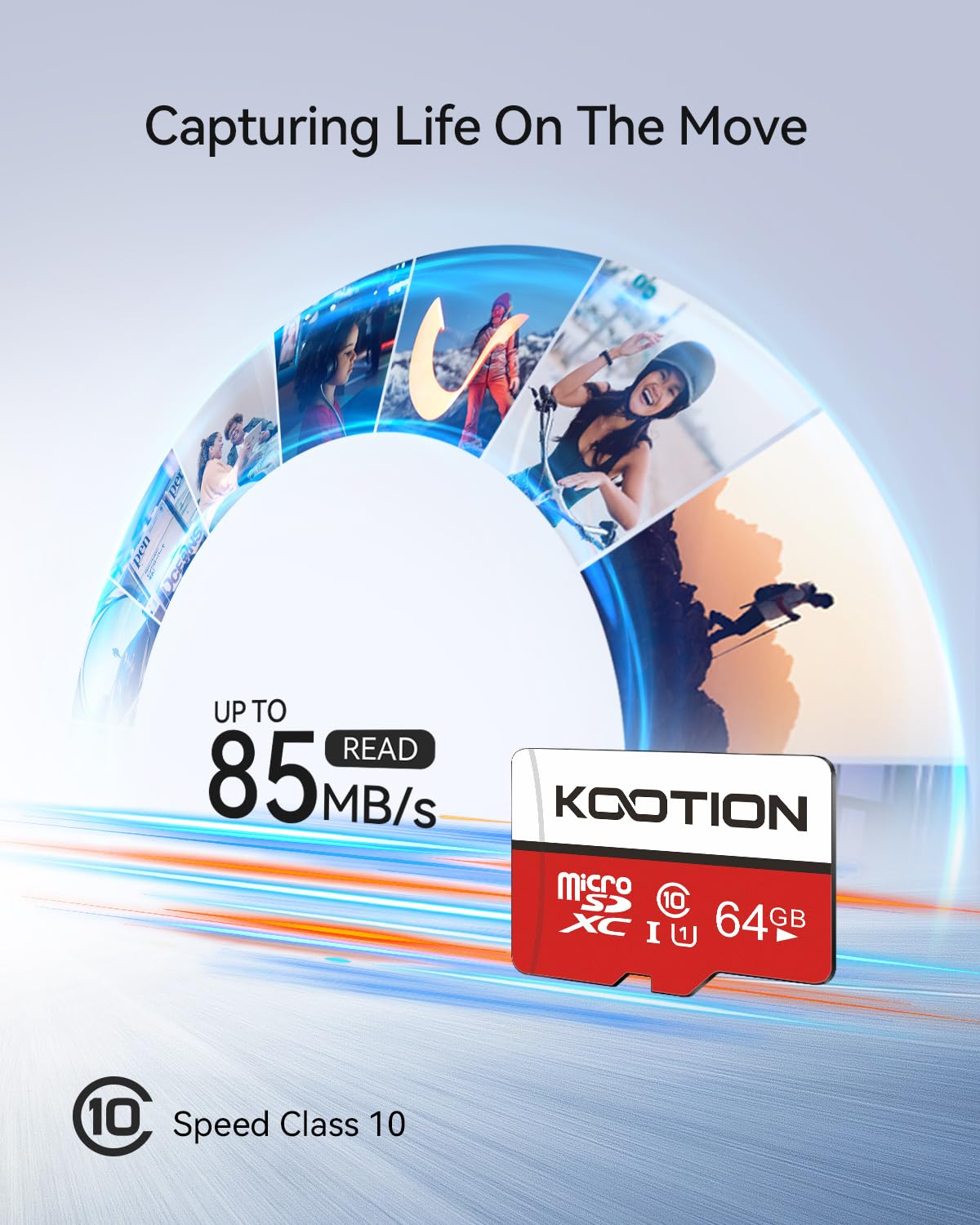 KOOTION 64GB Micro SD Card 2 Pack, Micro SDXC Memory Card Class 10 Micro SD Cards UHS-I, C10, U1, High Speed TF Flash Card with Adapter