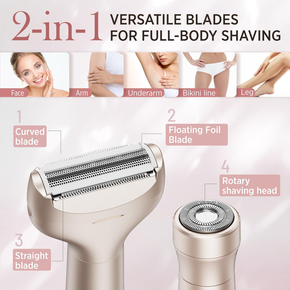 Women s Electric Razor Cordless Painless Shaver for Face - Orchrose Official Imagery - 3
