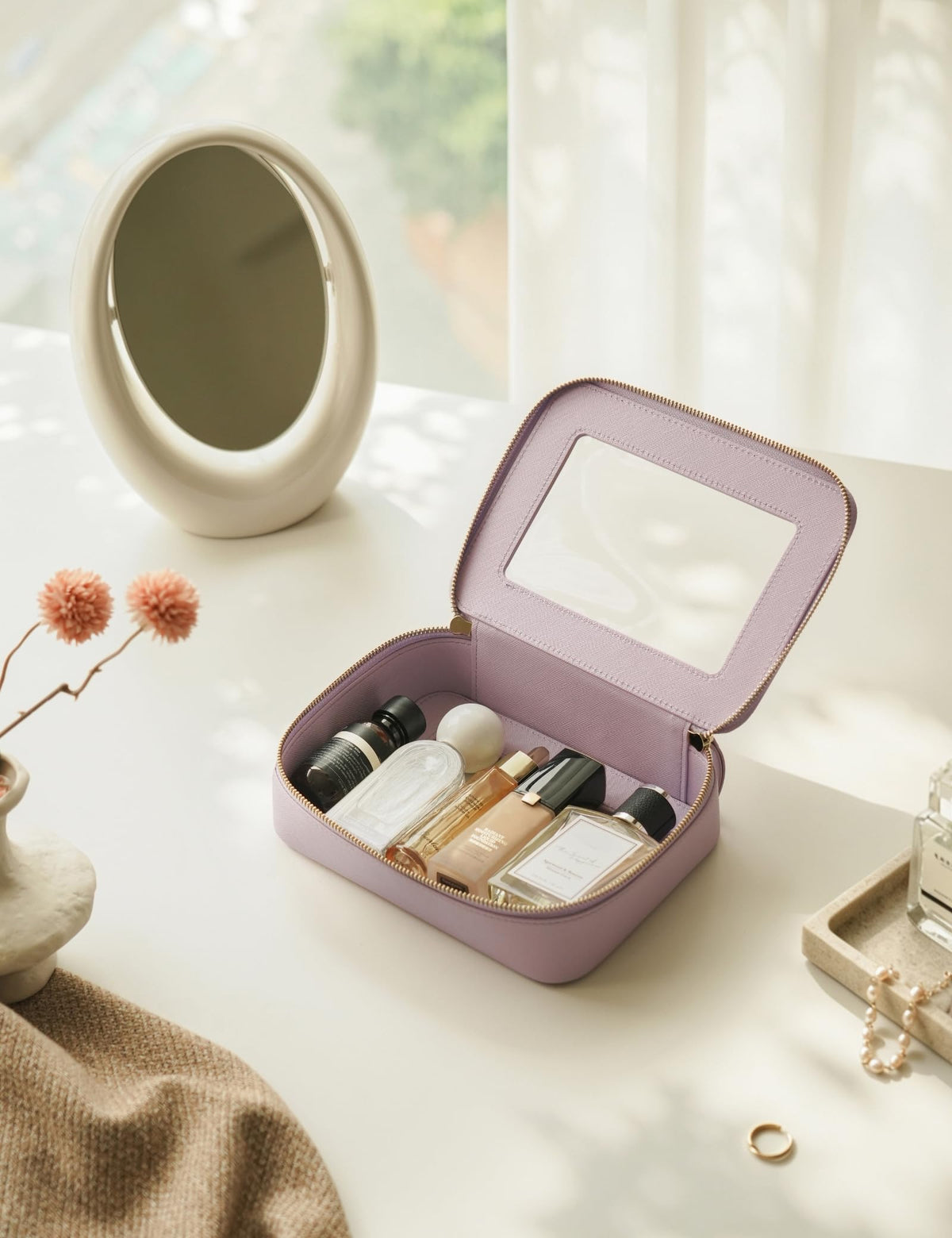 Clear Makeup Bag with Zipper Women Travel Toilrty Bag Purple - Popvibe Official Imagery - 3