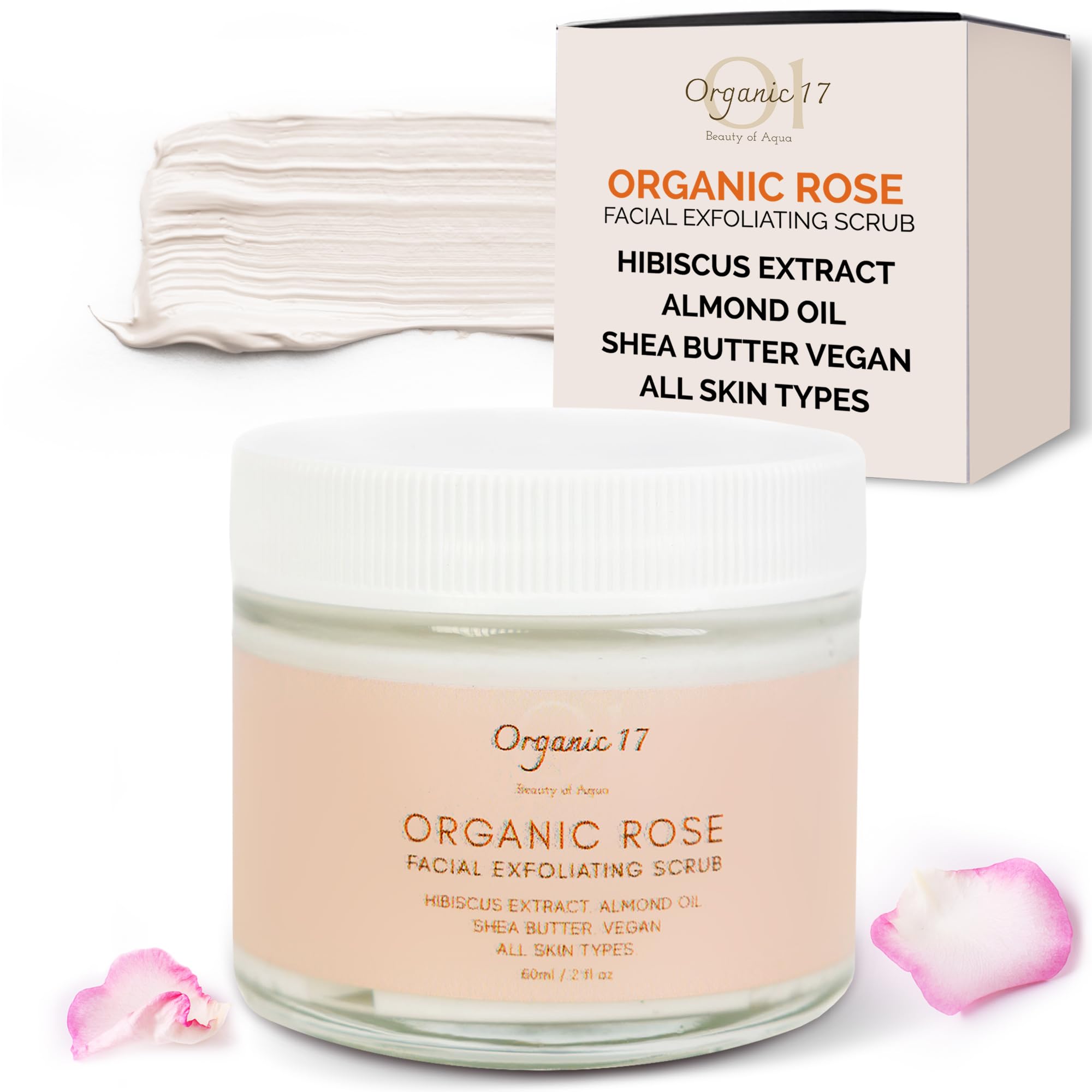Rose Face Scrub with Pumice – Gentle Vegan Exfoliator for - 01 Organic 17 Beauty of Aqua