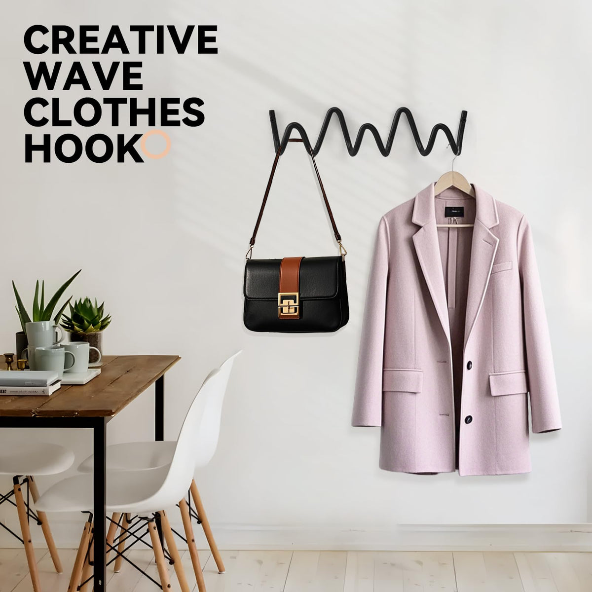 Coat Rack Wall Mount Creative Wave Wall Hooks 20KG Capacity - Bumtosc Official Imagery - 4