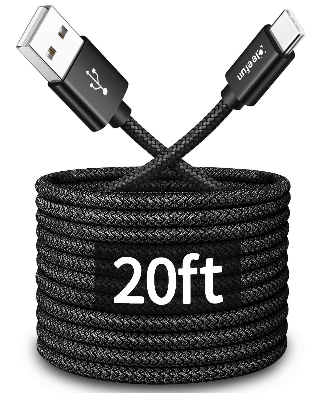 CLEEFUN 20ft USB C charging cable, USB to USB-C electronic cable for fast device charging and data transfer.