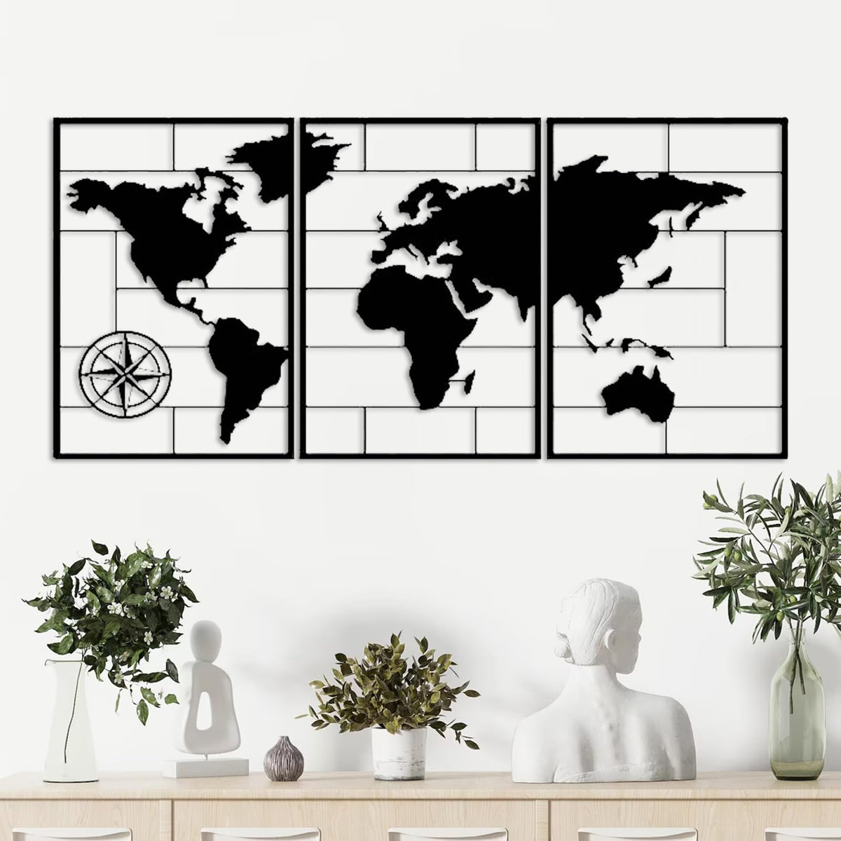 DUOOLN 3 Pcs Metal World Map Wall Decor Art Travel - DUOOLN Official Imagery - 1