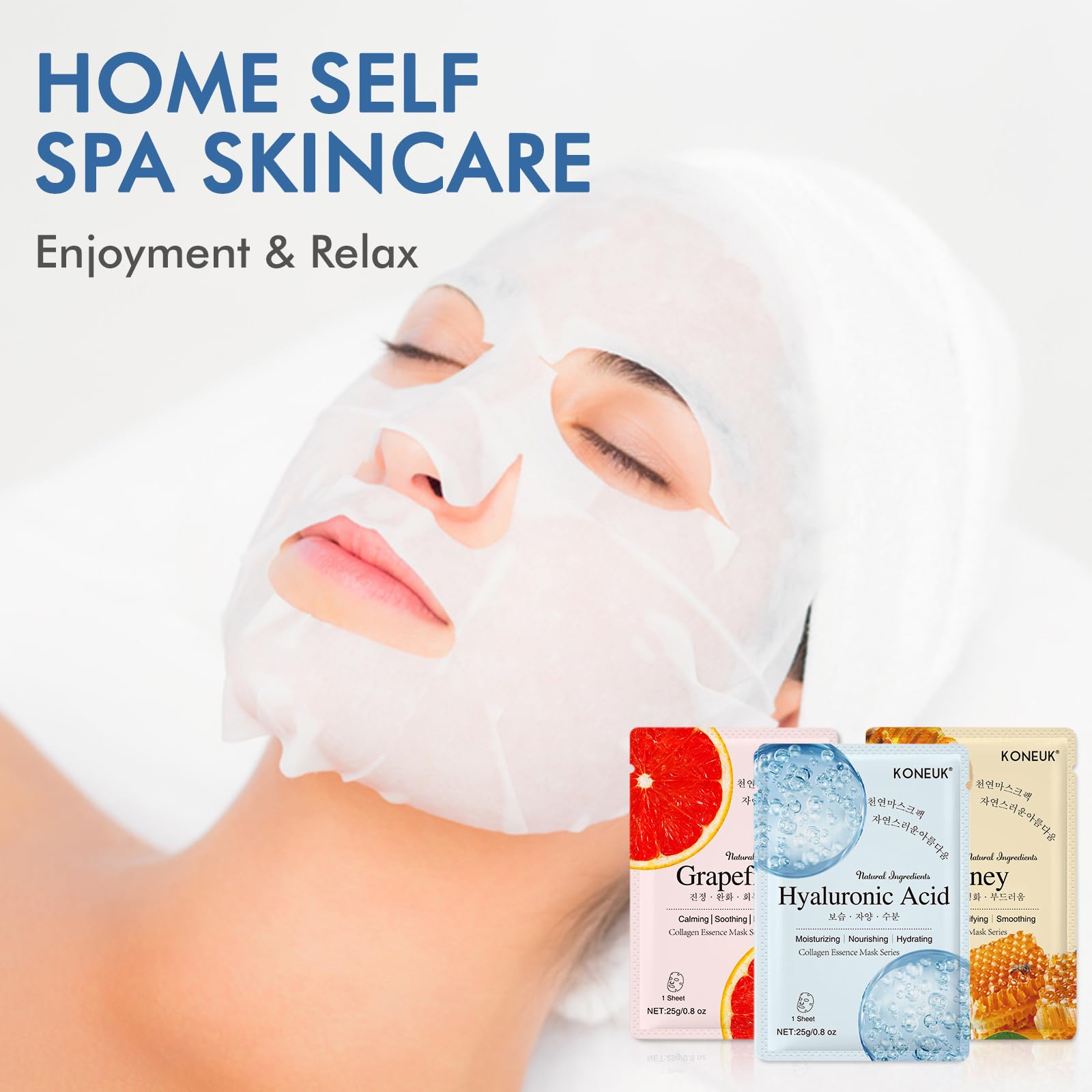 9 Pack Collagen Face Masks Skincare for Women, Hydrating Sheet - KONEUK