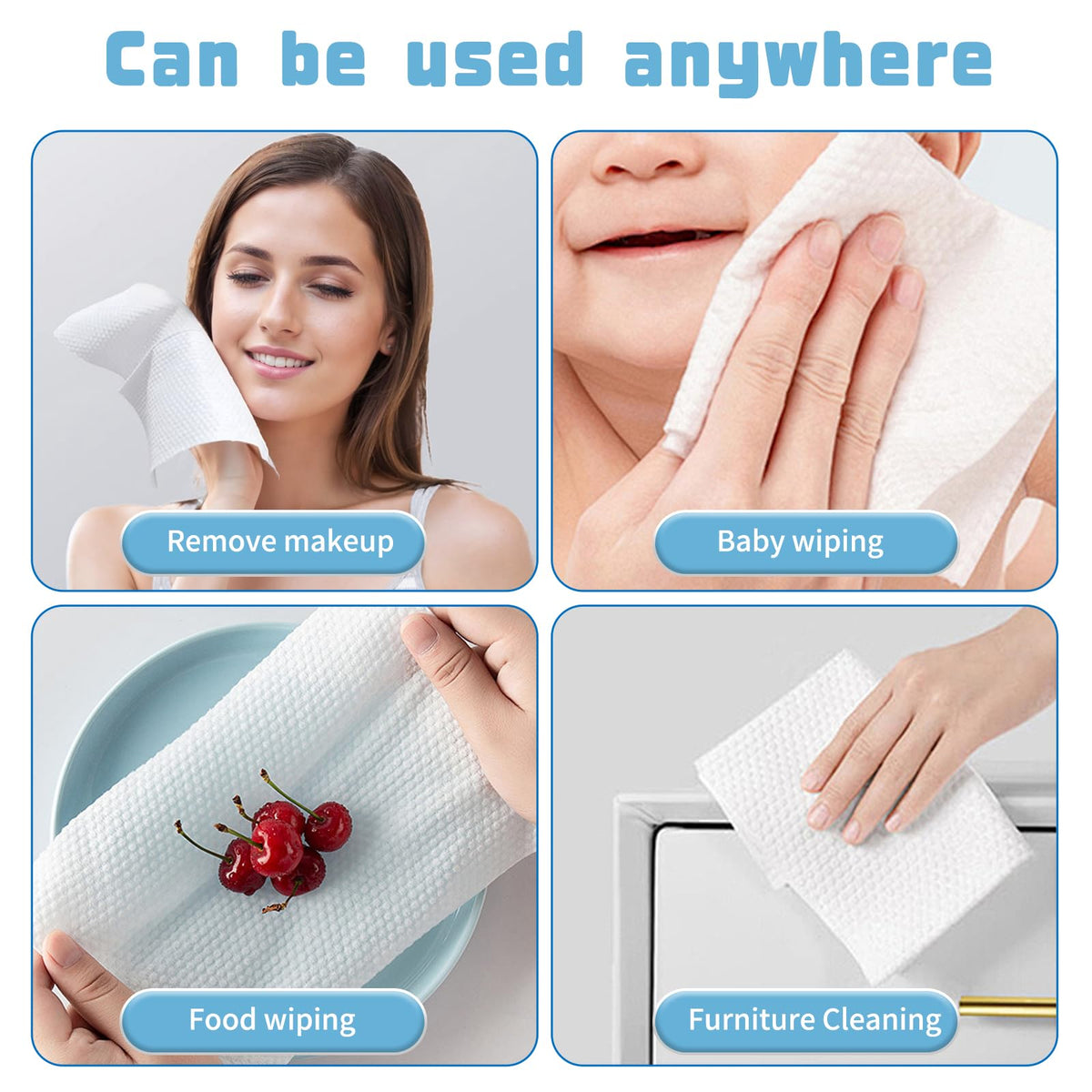 100 Count Disposable Face Towel Biodegradable Facial Dry - MISHCHI Official Imagery - 6