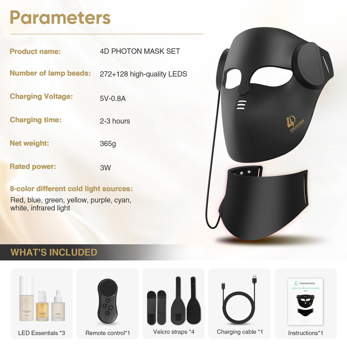 4D Contour Fit LED Light Therapy Mask for Face Neck Red - LuxRenew Official Imagery - 7