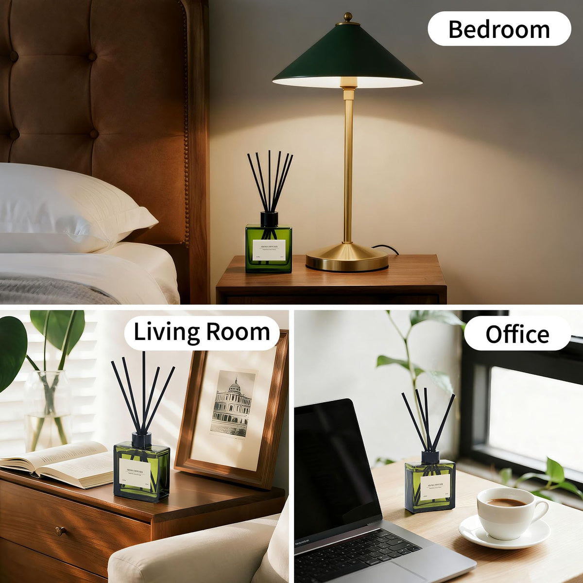 Reed Diffuser Set 4 fl oz Vanilla Cream 2 Pack Scent - GAGINGOOLD Official Imagery - 7