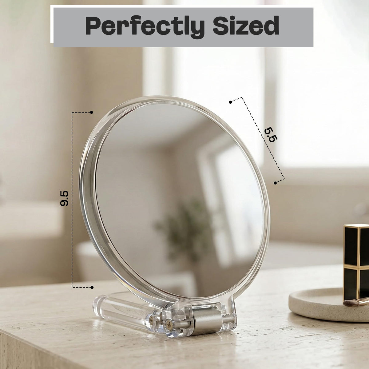 Danielle Magnification Folding Makeup Mirror 15X Acrylic - DC DANIELLE Official Imagery - 3