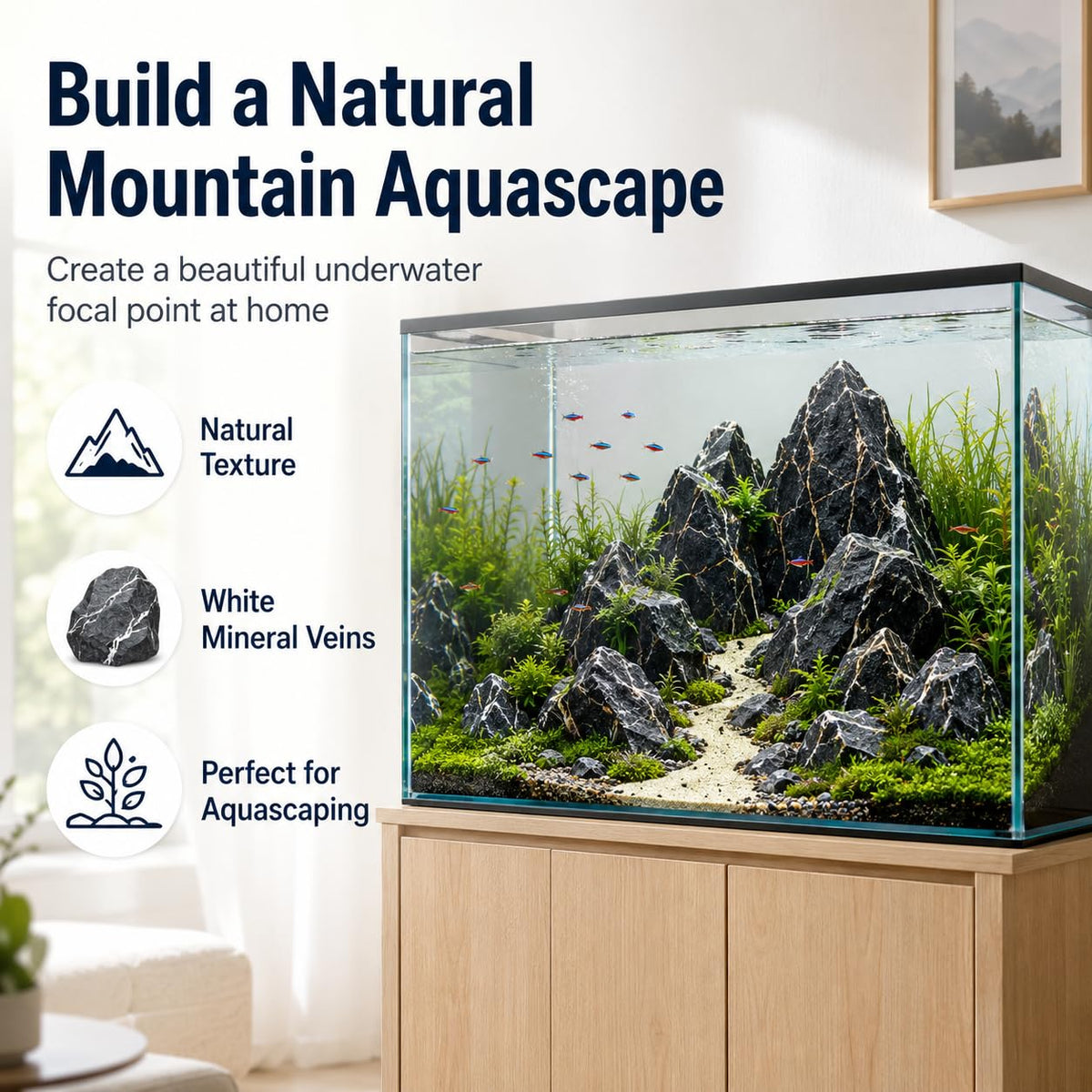10lLBS Aquarium Rocks Seiryu Stone Natural Hardscape Stone - TankMatDecor Official Imagery - 3