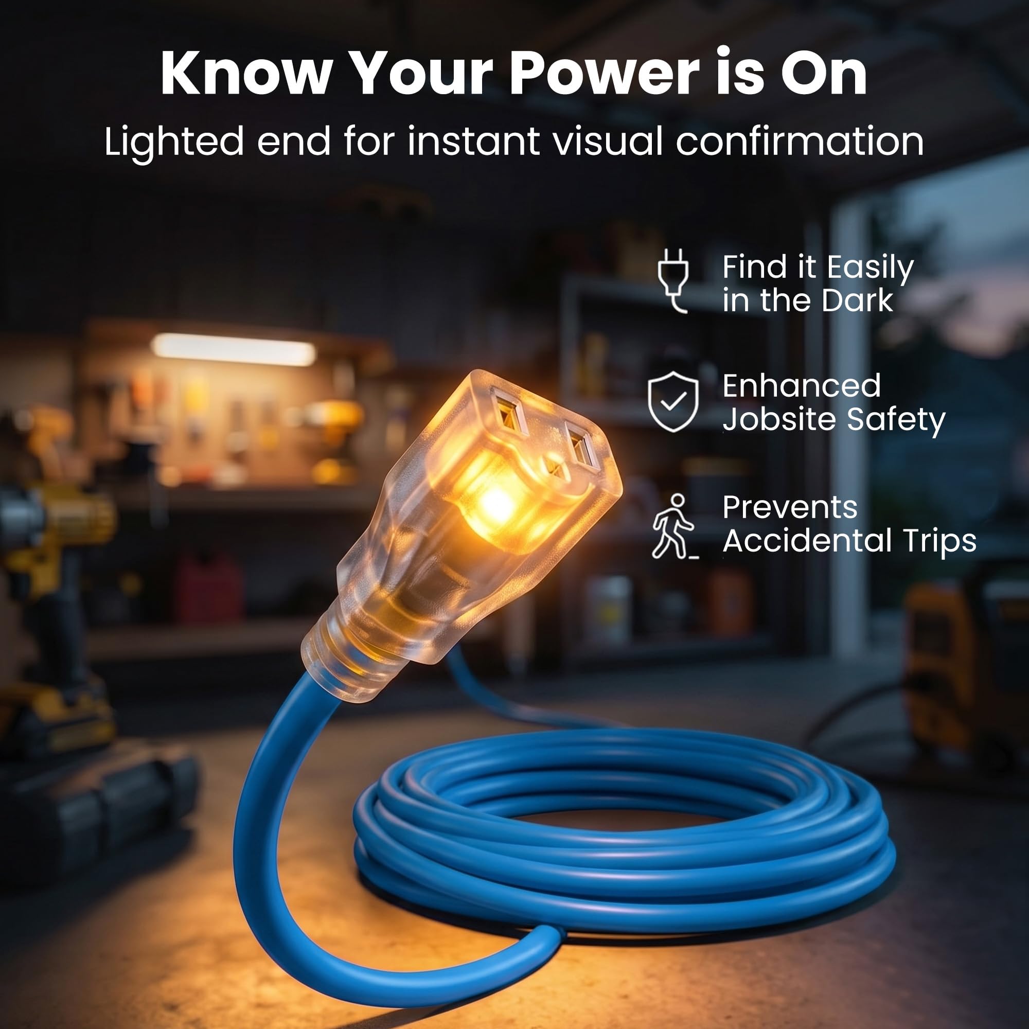GEARit 100 ft Outdoor Extension Cord 14/3 Gauge SJEOW 14 AWG, 3-P - GEARit Official Product View 3