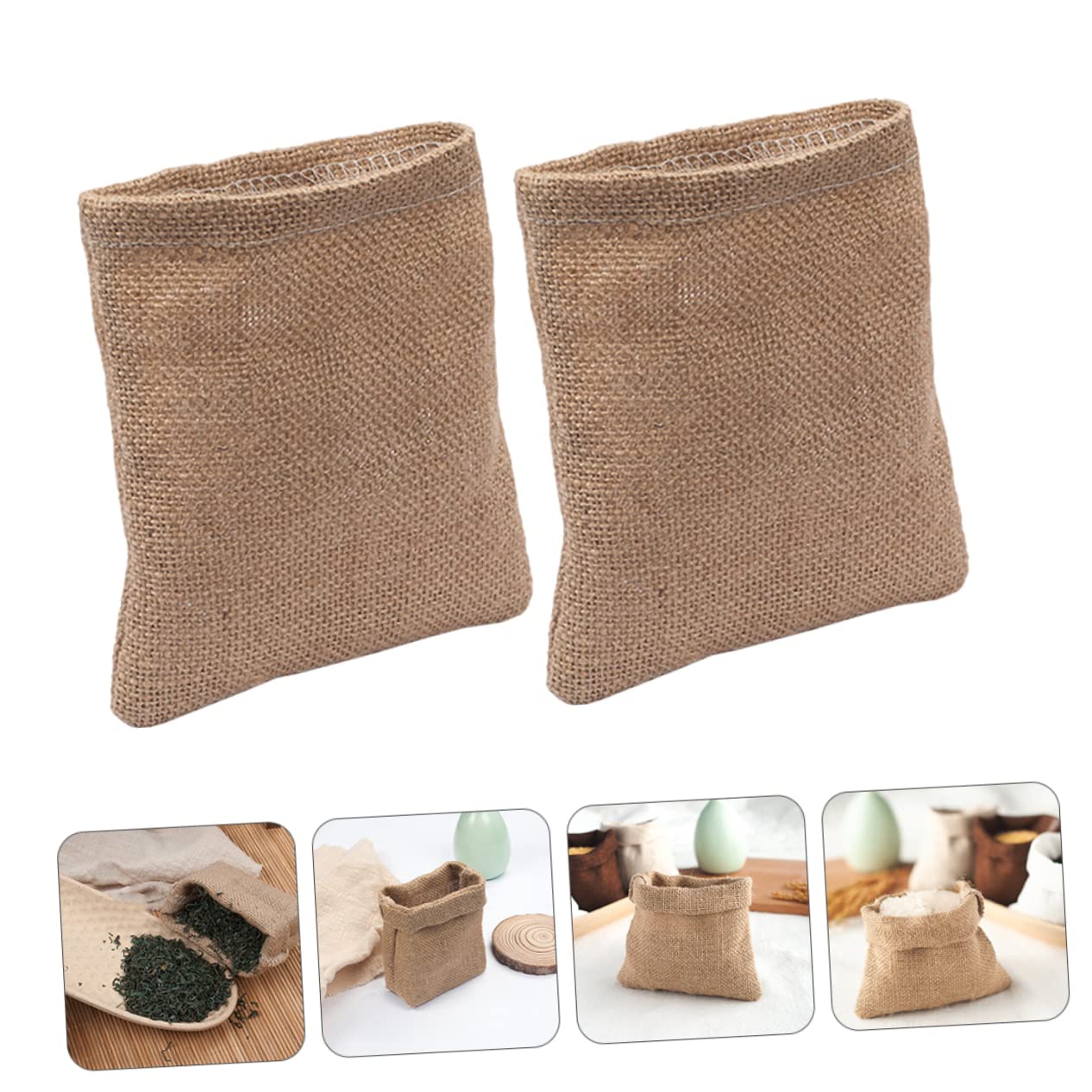 PENIKOKO vintage linen gift wrap bags with decorative small gunny bags for photos, dried fruits, grains, breathable and easy to clean