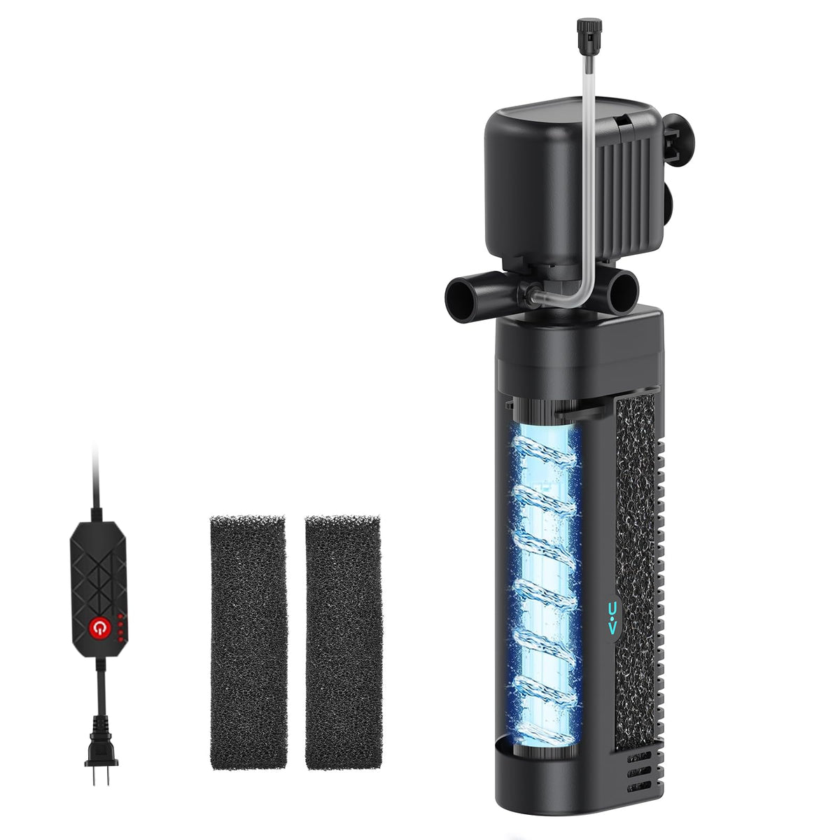 25W UV Aquarium Filter 200 GPH Pump with Timer for 20 75 Gal - SYSENCIAGA Official Imagery - 1