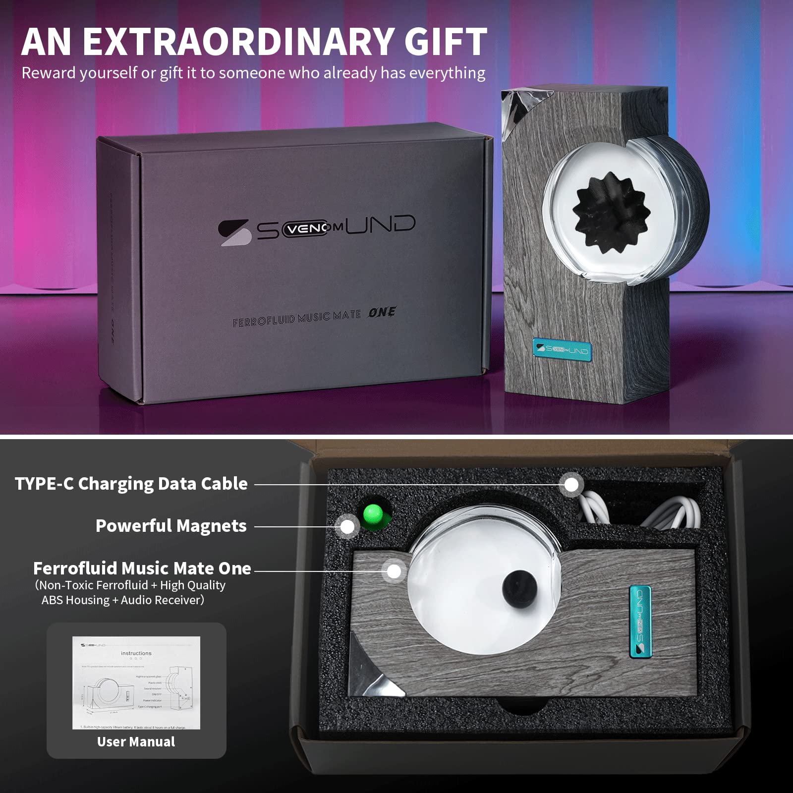 sovenomund Dancing Ferrofluid Sound Visualizer, Mysterious Liquid - sovenomund Official Product View 3