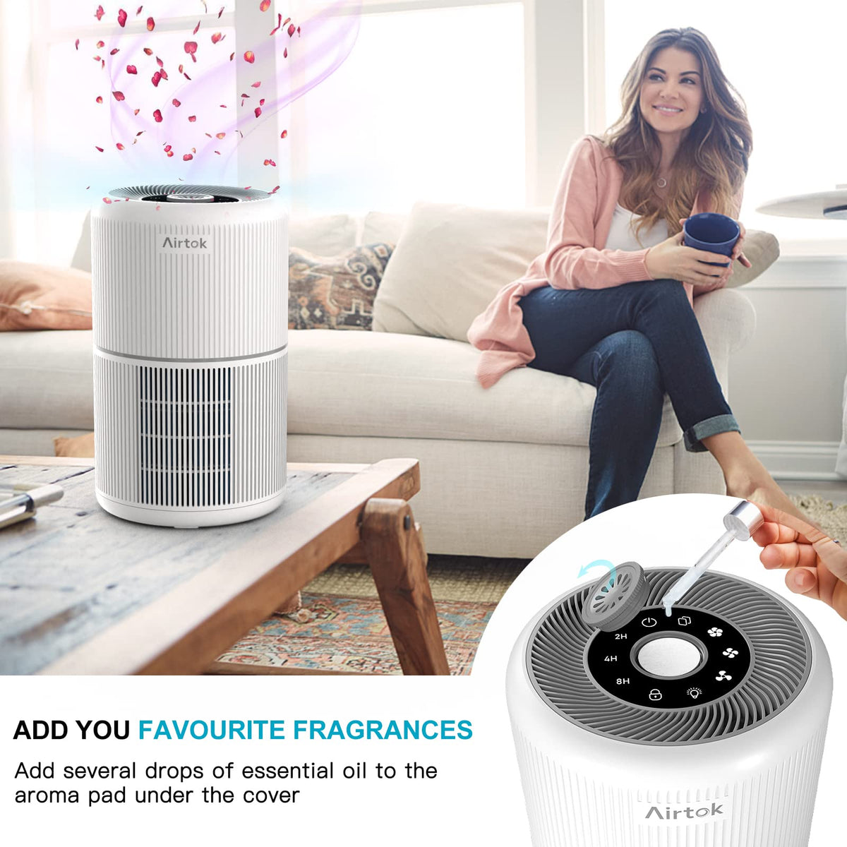 2 Pack Air Purifier for Home Bedroom with H13 True HEPA - AIRTOK Official Imagery - 3