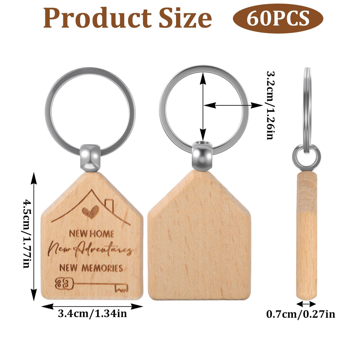 60 Pcs Welcome Home Keychain Bulk New Homeowner Gifts - xozeooeu Official Imagery - 3