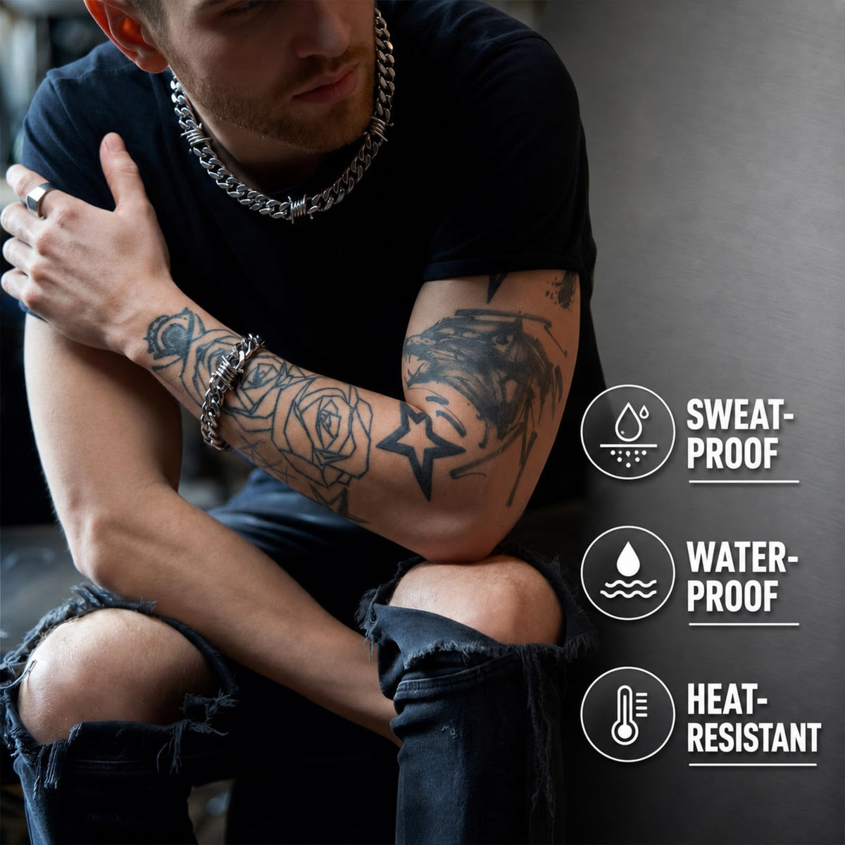 Kigeli Barbed Wire Necklace and Bracelet Set with Jewelry - Kigeli Official Imagery - 6