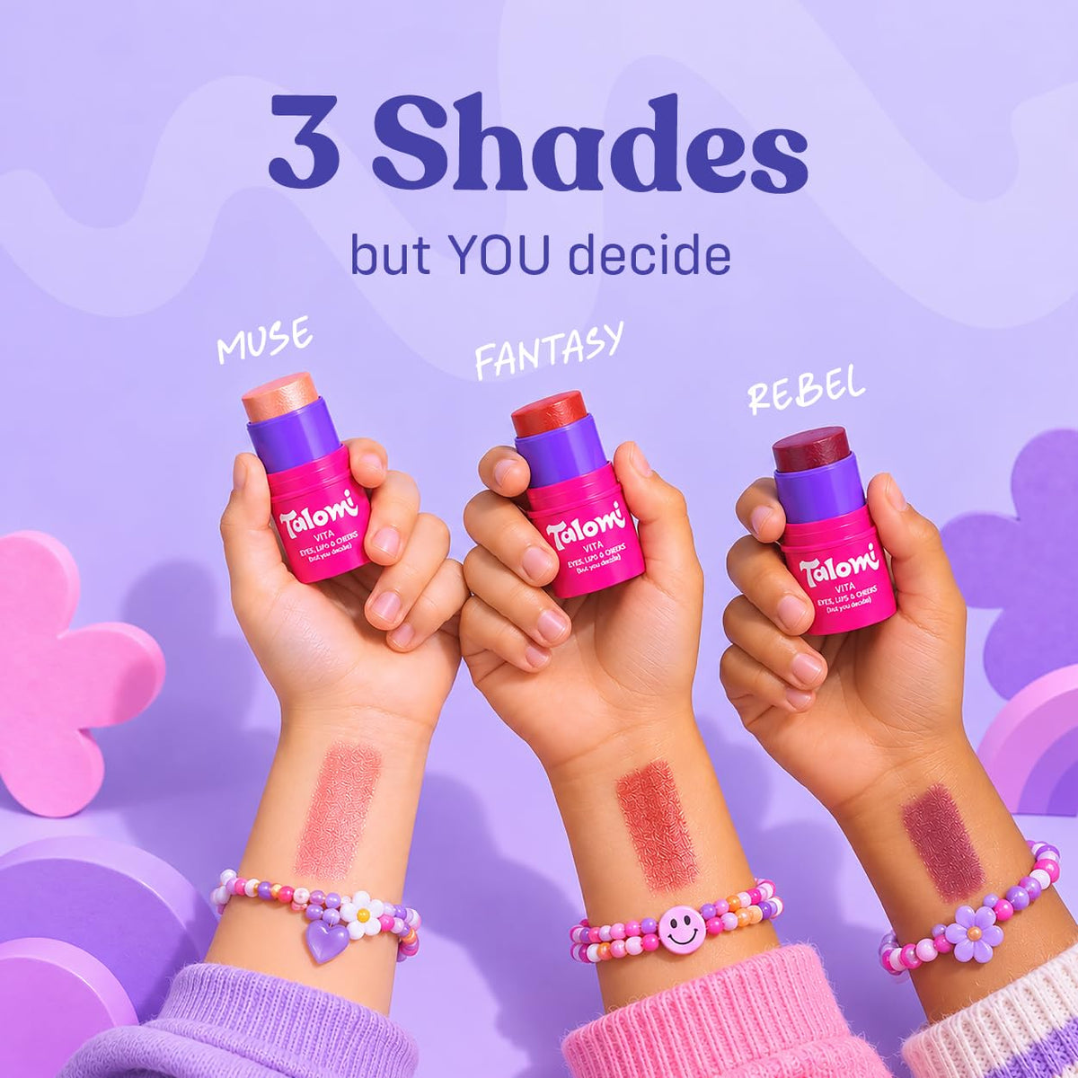 Natural Makeup Sticks for Girls Dermatologist Tested 3 Piece - TALOMI Official Imagery - 7