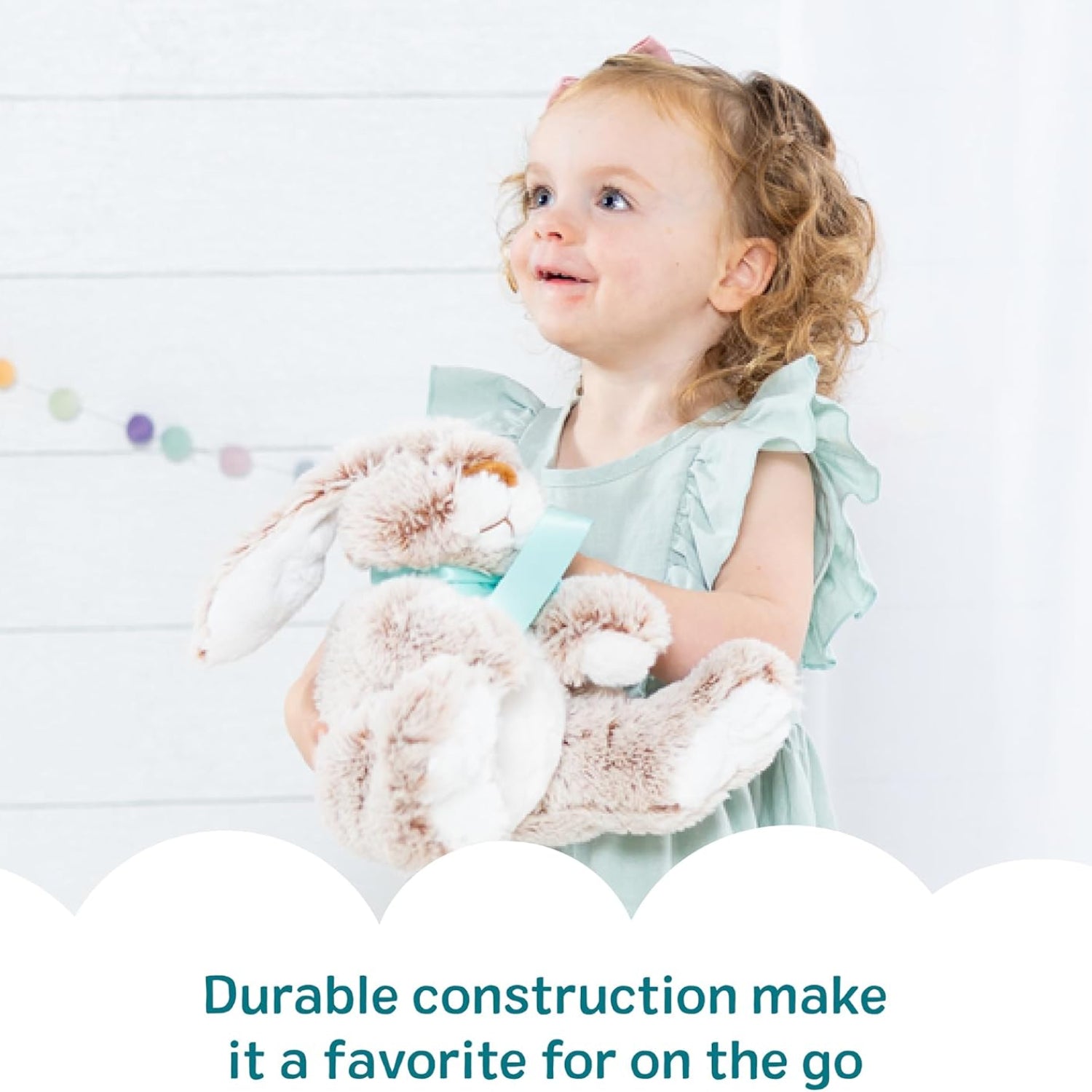 Elefair Melissa & Doug Burrow Bunny plush toy with big feet, soft stuffed animal for kids, featuring floppy ears and cuddly design.