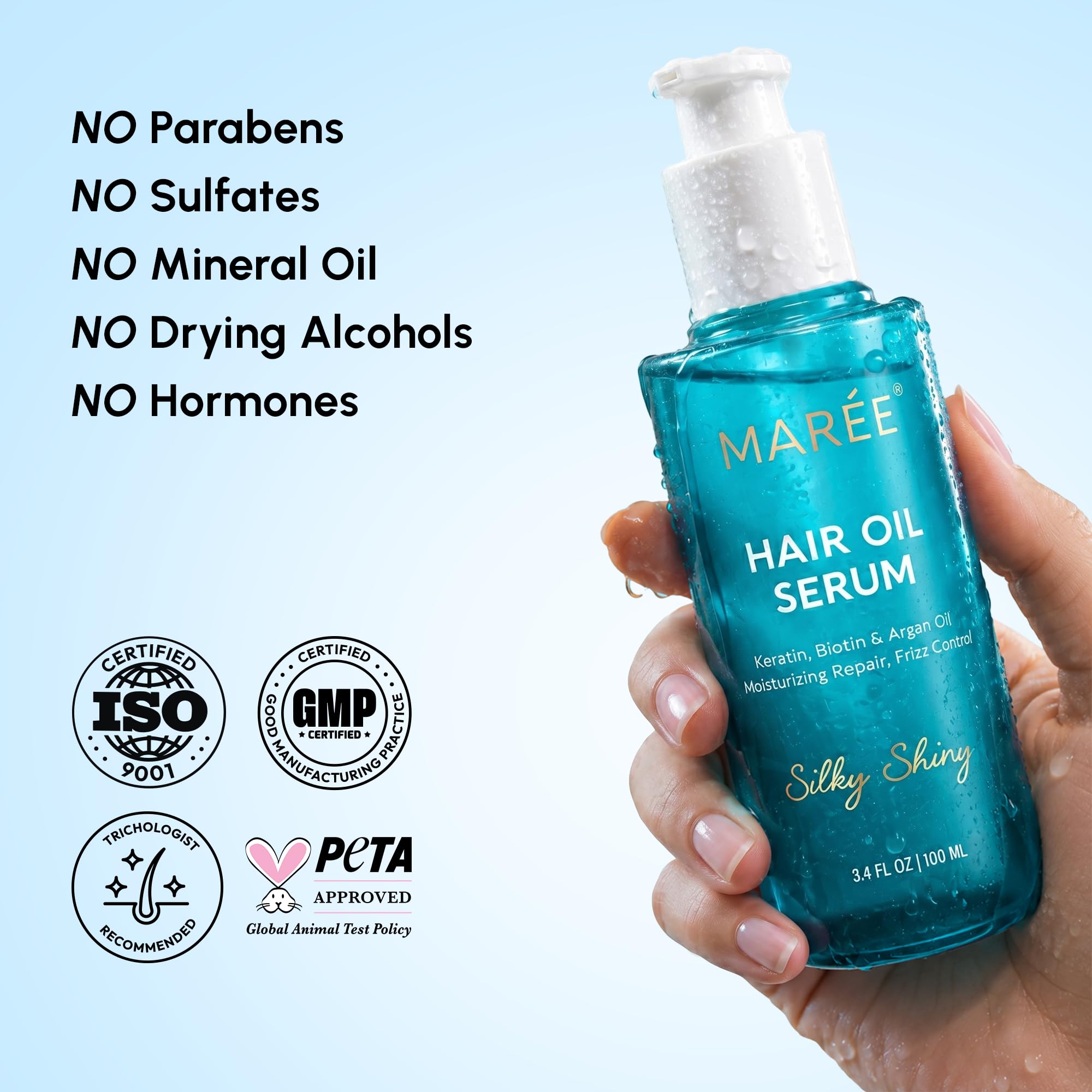 MAREE Hair Oil for Frizzy Hair with Argan Oil, Keratin & Biotin – Hair Serum - MAREE Official Product View 10