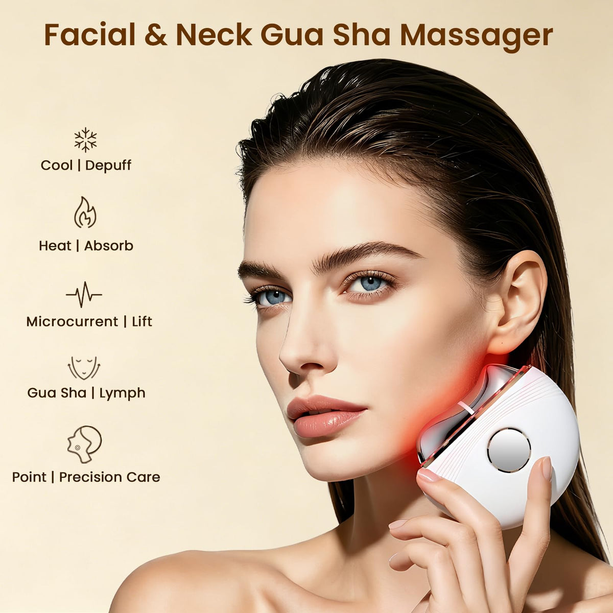 Red Light Electric Gua Sha Facial Neck Sculpting Tools with - Topealk Official Imagery - 3