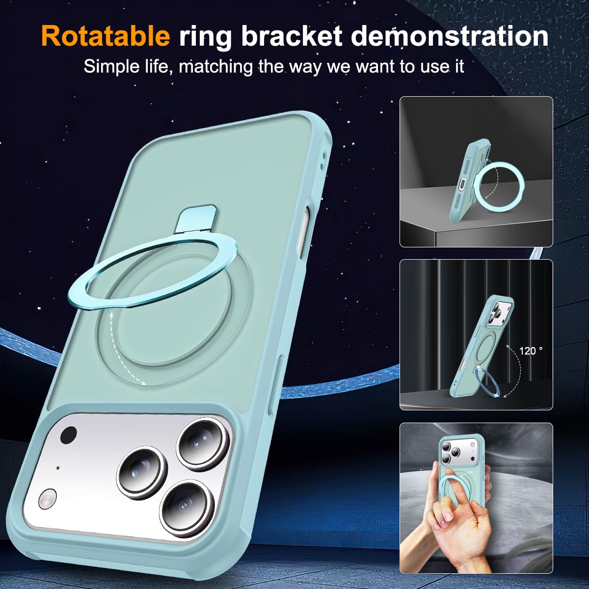 SKYLMW Compatible with iPhone 17 Pro Case with Stand Blue - SKYLMW Official Imagery - 3