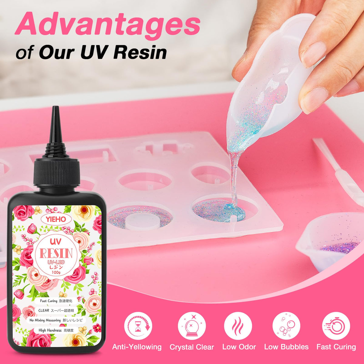 300g UV Resin Kit with Light and Molds Upgraded Crystal - YIEHO Official Imagery - 4