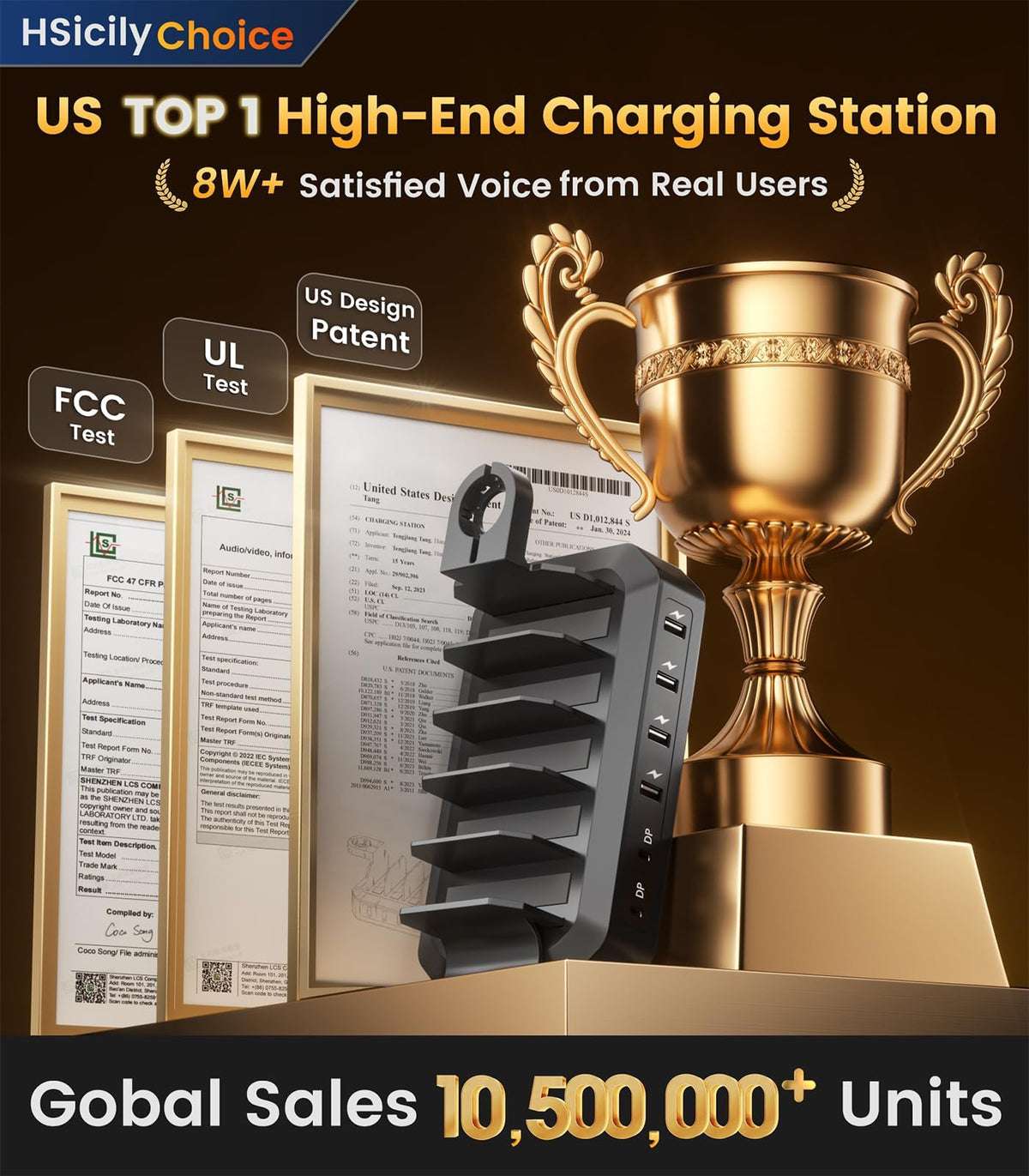 95W Fast Charging Station for Multiple Devices 6 Port USB - HSicily Official Imagery - 3