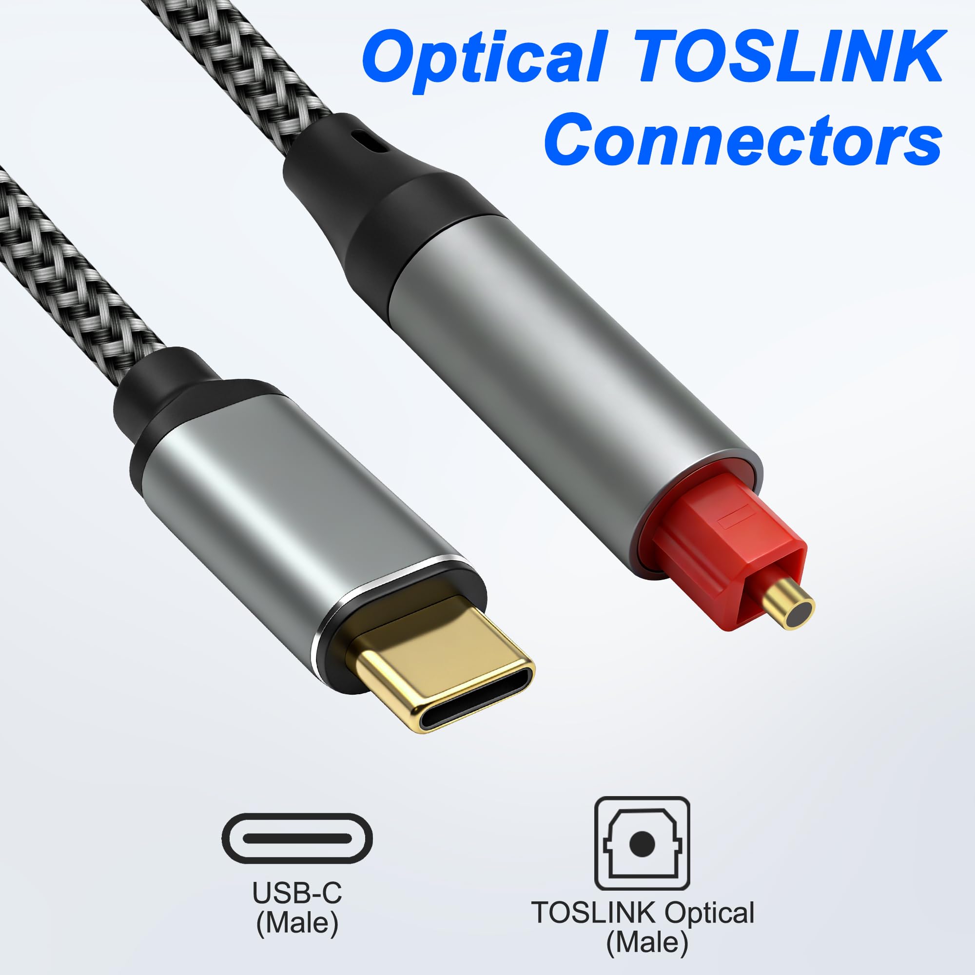 MEIRIYFA USB C to Toslink Optical Audio Cable, Unidirectional USB by MEIRIYFA - Angle View 3