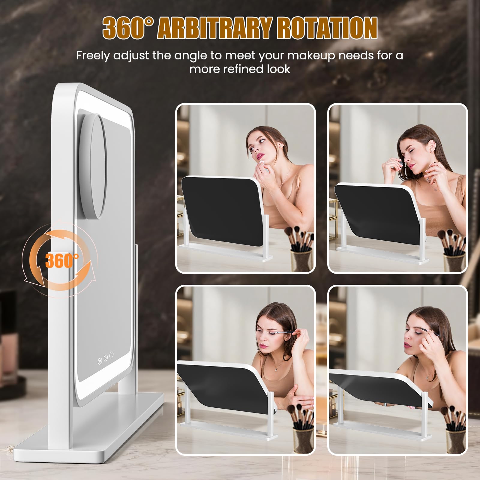 Bearolve Vanity Mirror with Lights, 16.5"×12.2" LED Makeup Mirror - Bearolve Official Product View 5