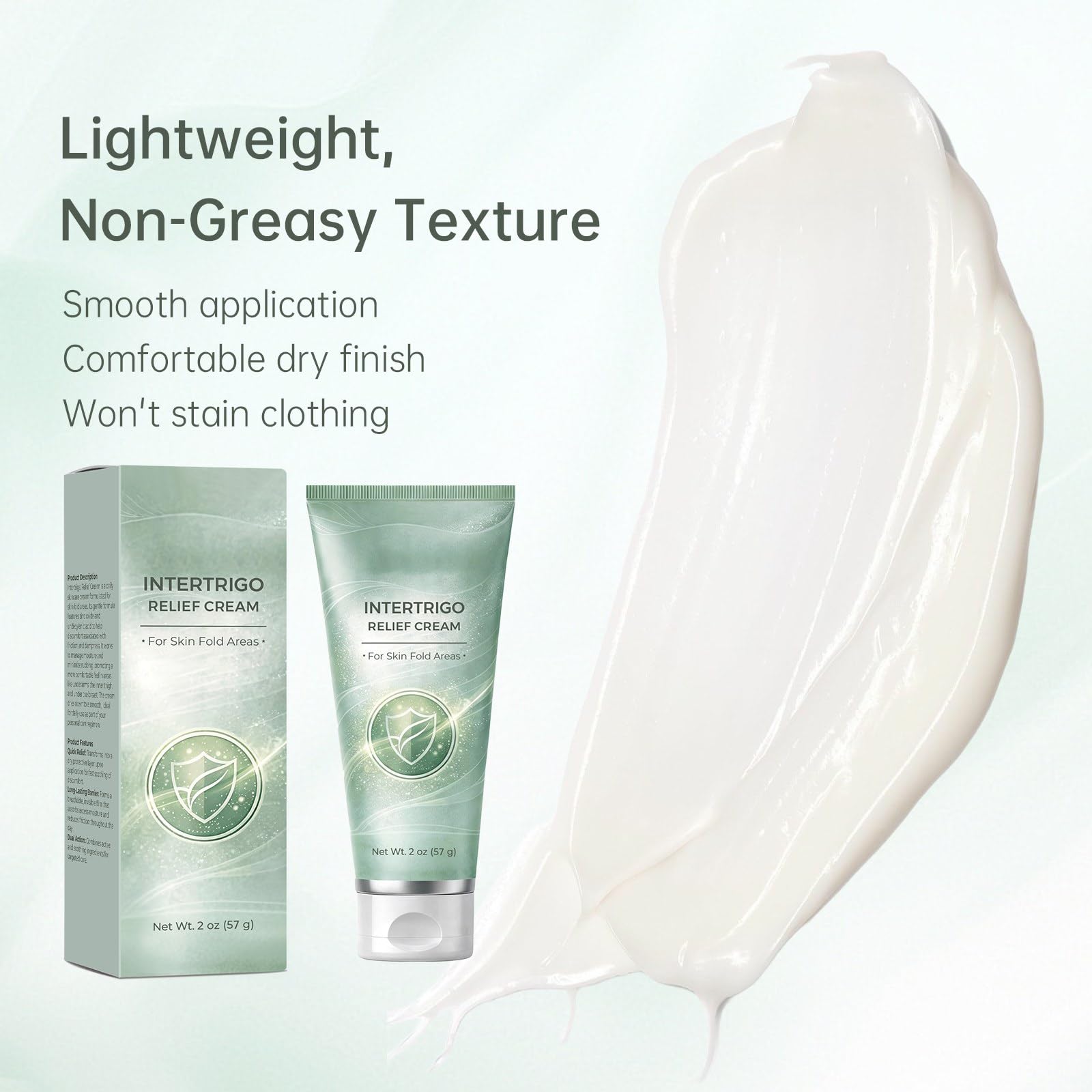 Two 2oz tubes of Generic Intertrigo Cream for skin fold and chafing relief, moisturizing and soothing affected skin areas.