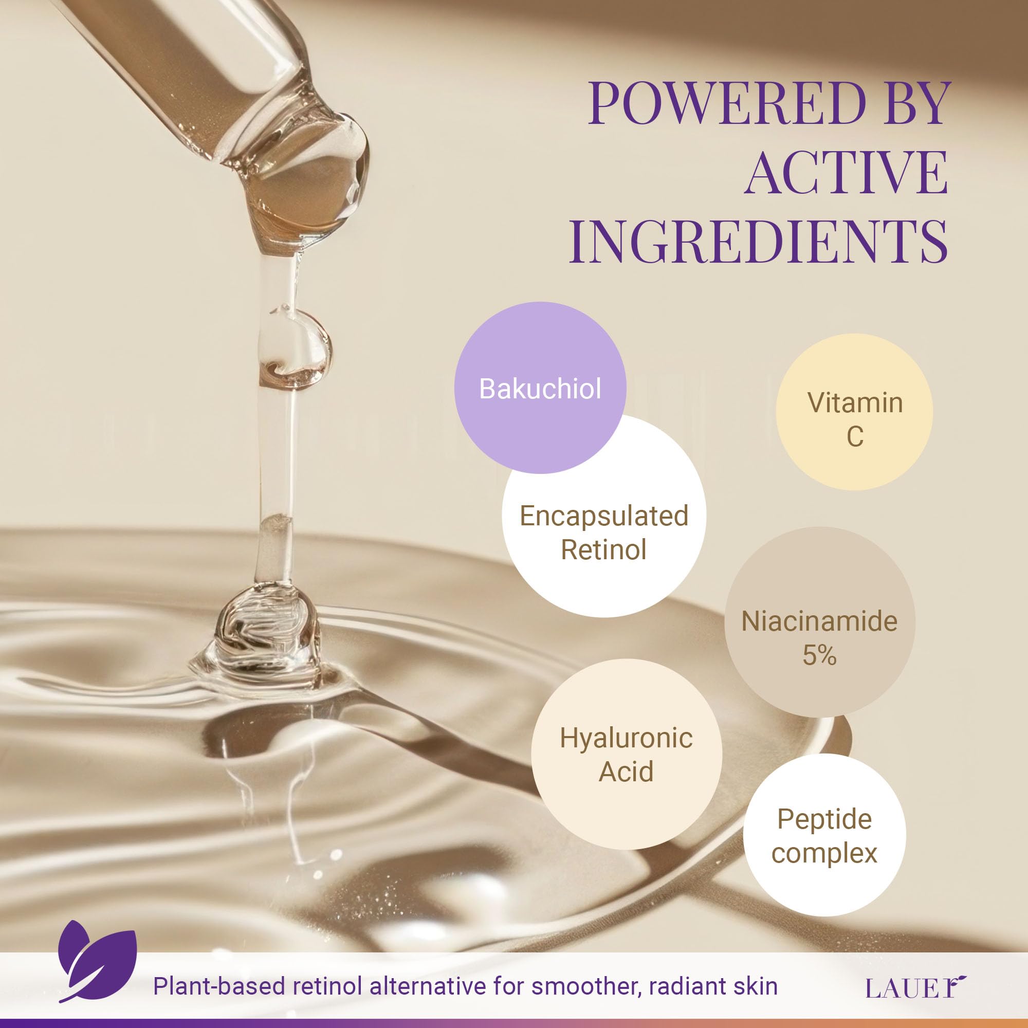 LAUER COSMETIC Bakuchiol Retinol Serum for Face with Vitamin C Hyaluronic Acid - LAUER COSMETIC Official Product View 4