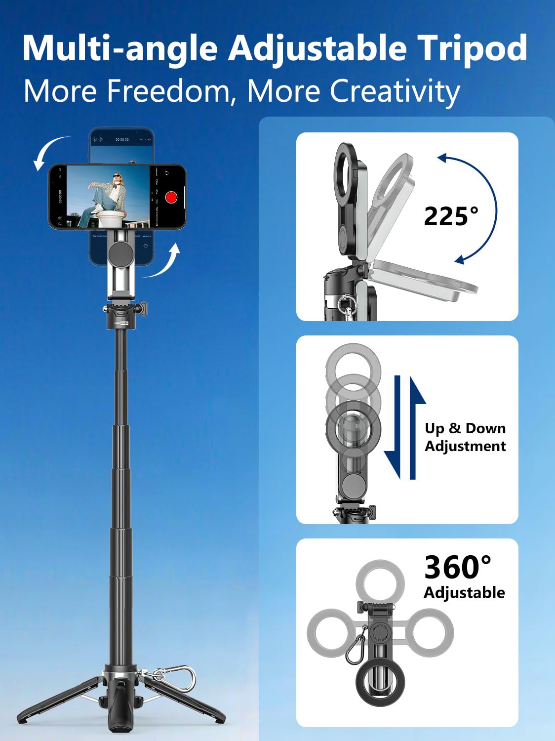 Upgraded 4 in 1 Magnetic Mini Selfie Stick for iPhone with - USKEYVISION Official Imagery - 7