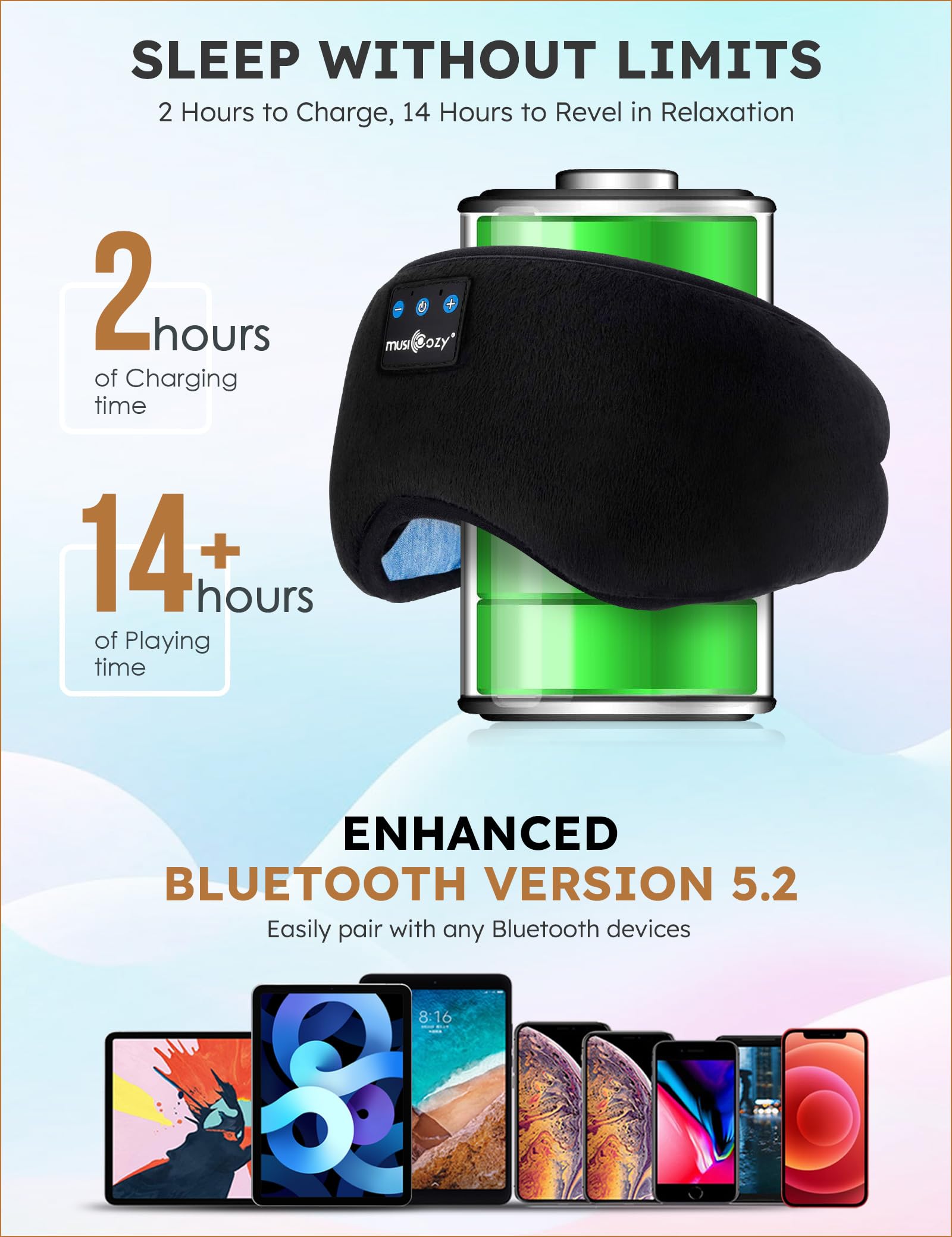 MUSICOZY Sleep Headphones Bluetooth 5.4 Sleep Eye Mask with HD Speakers - MUSICOZY Official Product View 3