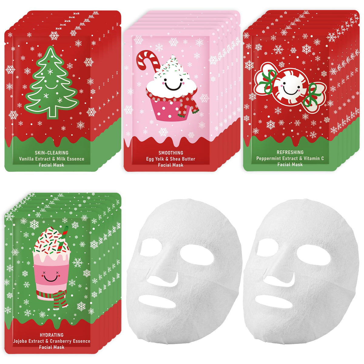 Loopeer 24 Pcs Christmas Facial Masks for Stocking Stuffers - Loopeer Official Imagery - 2