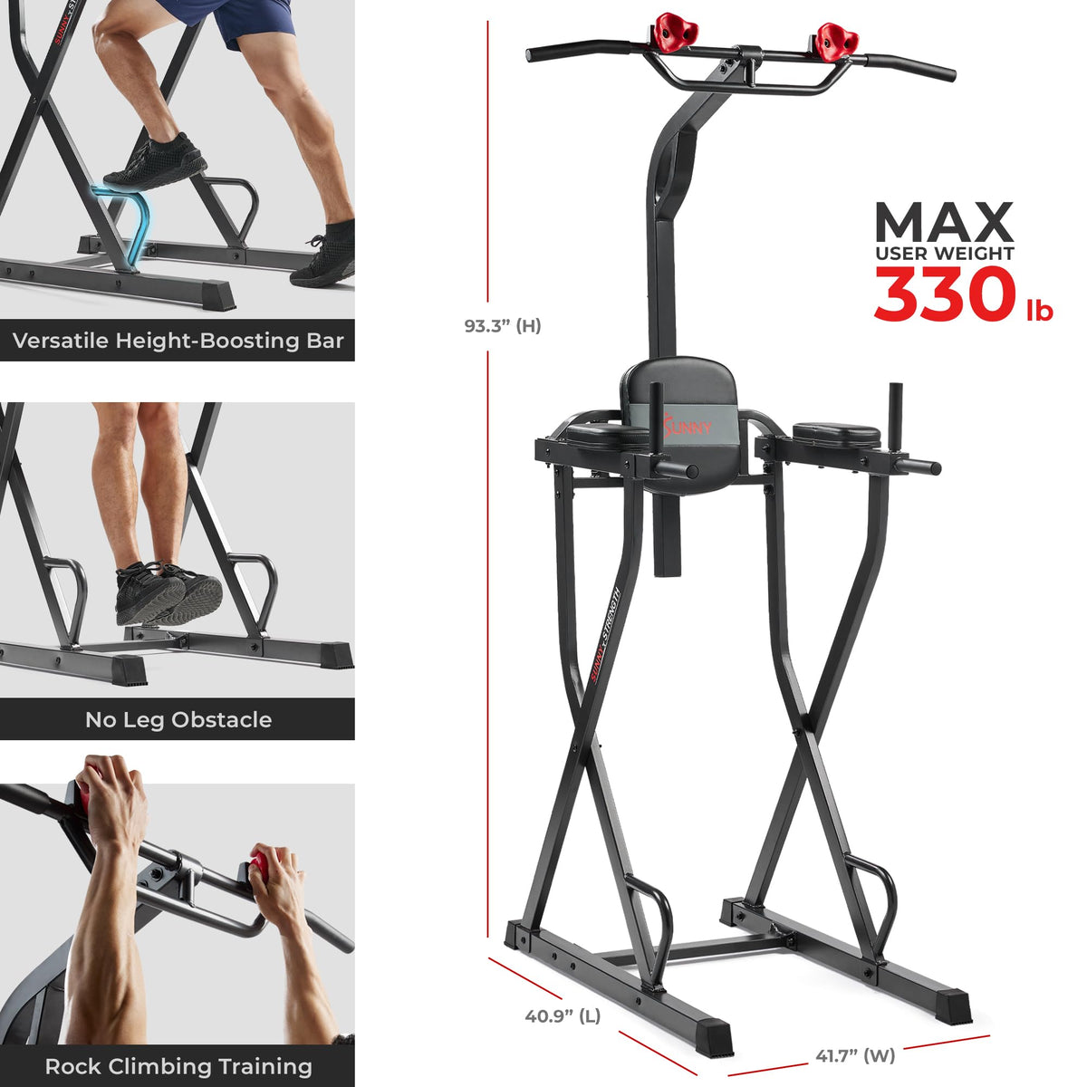 Sunny Health Fitness Power Tower and Dip Station for Home - Sunny Health & Fitness Official Imagery - 8