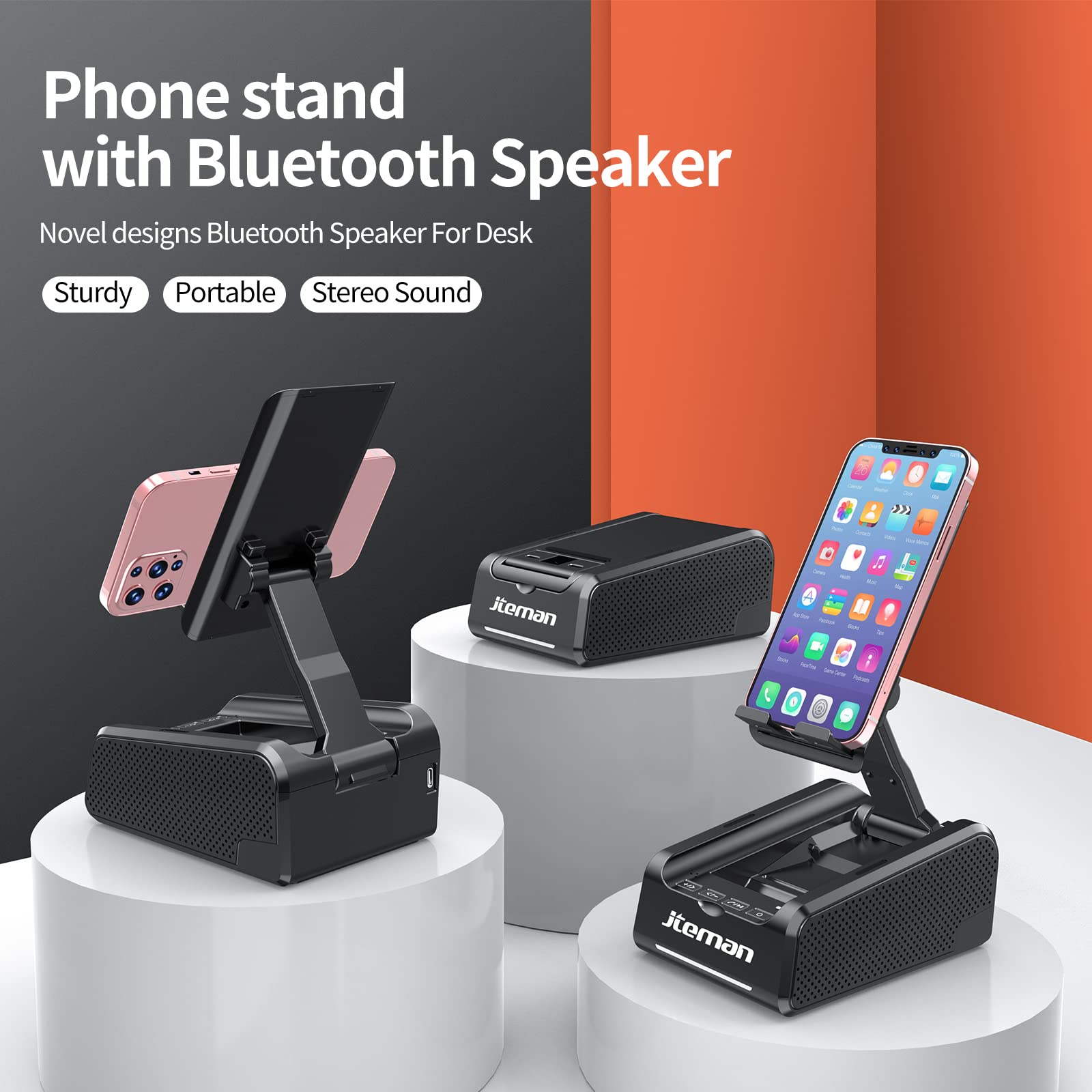 JTEMAN Cell Phone Stand with Bluetooth Speaker,Birthday Gifts for - JTEMAN Official Product View 2