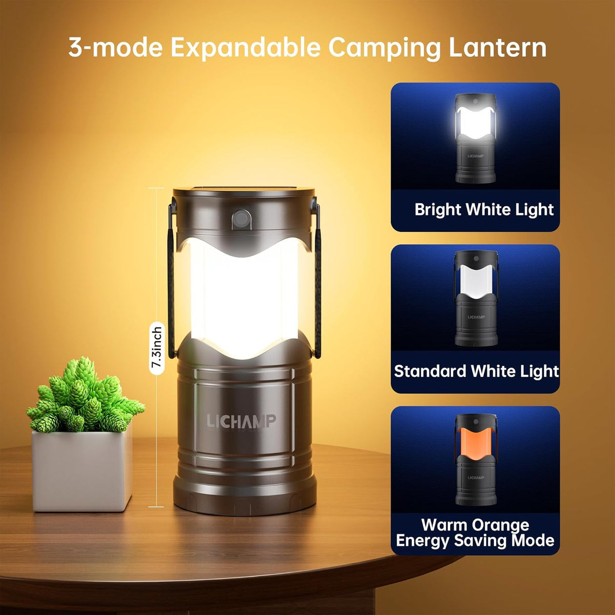 Lichamp solar camping lantern with USB rechargeable LED light, portable outdoor lighting for camping and outdoor activities.