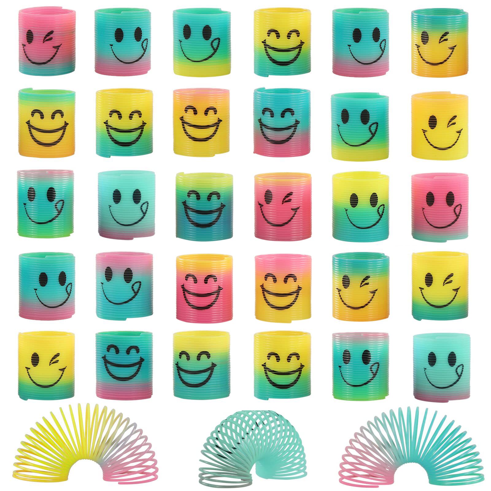 30 Pack Spring Rainbow Magic Fidget Stress Coil Mini Springs - Product Imagery